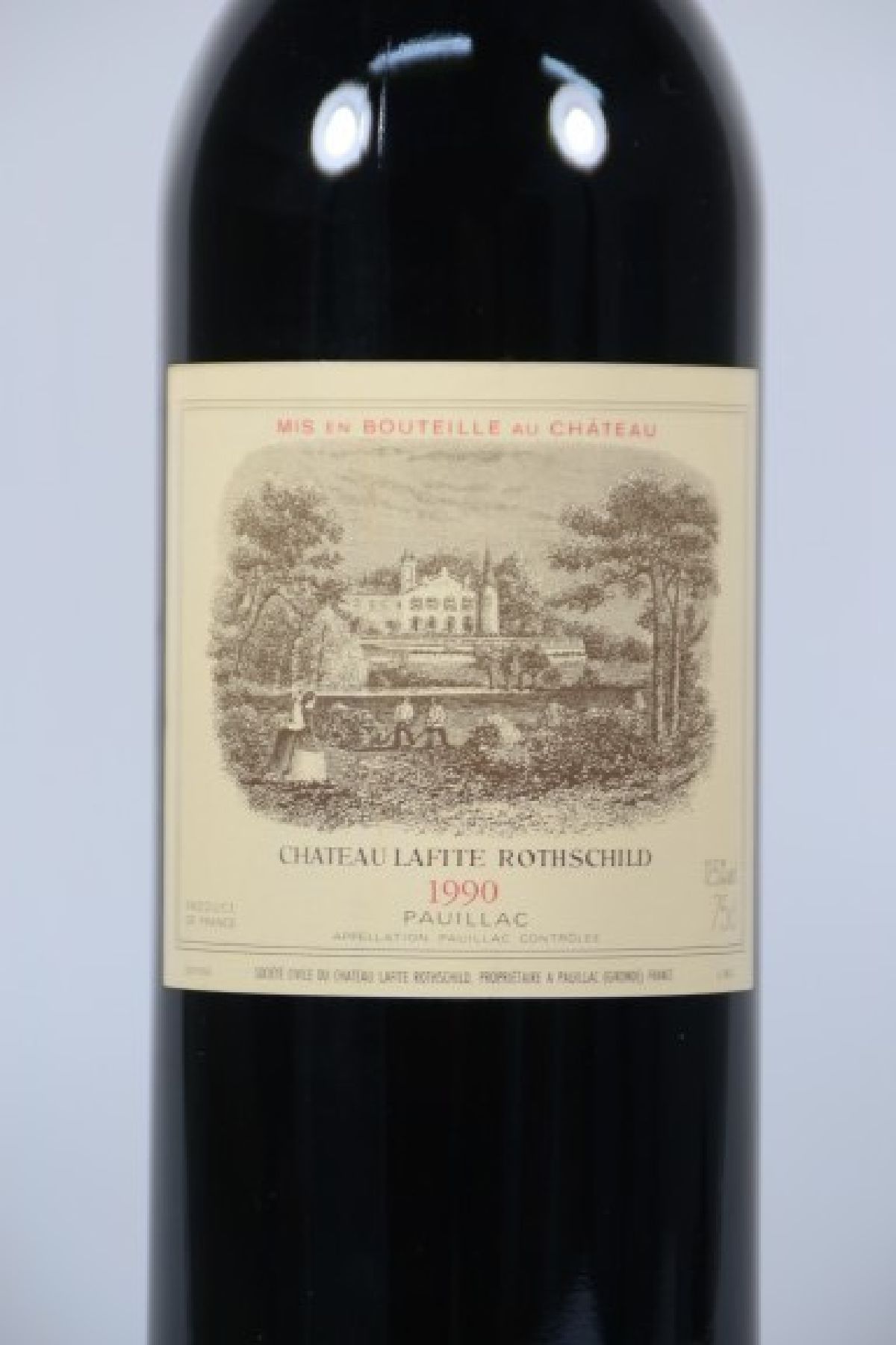 Detail a: 1 Flasche Chateau Lafite Rothschild 1990, Pauillac, ca. 75cl, 12.5% Vol., Füllstand into neck, unverkostet, selten im Angebot, 96 Parker Punkte, ...