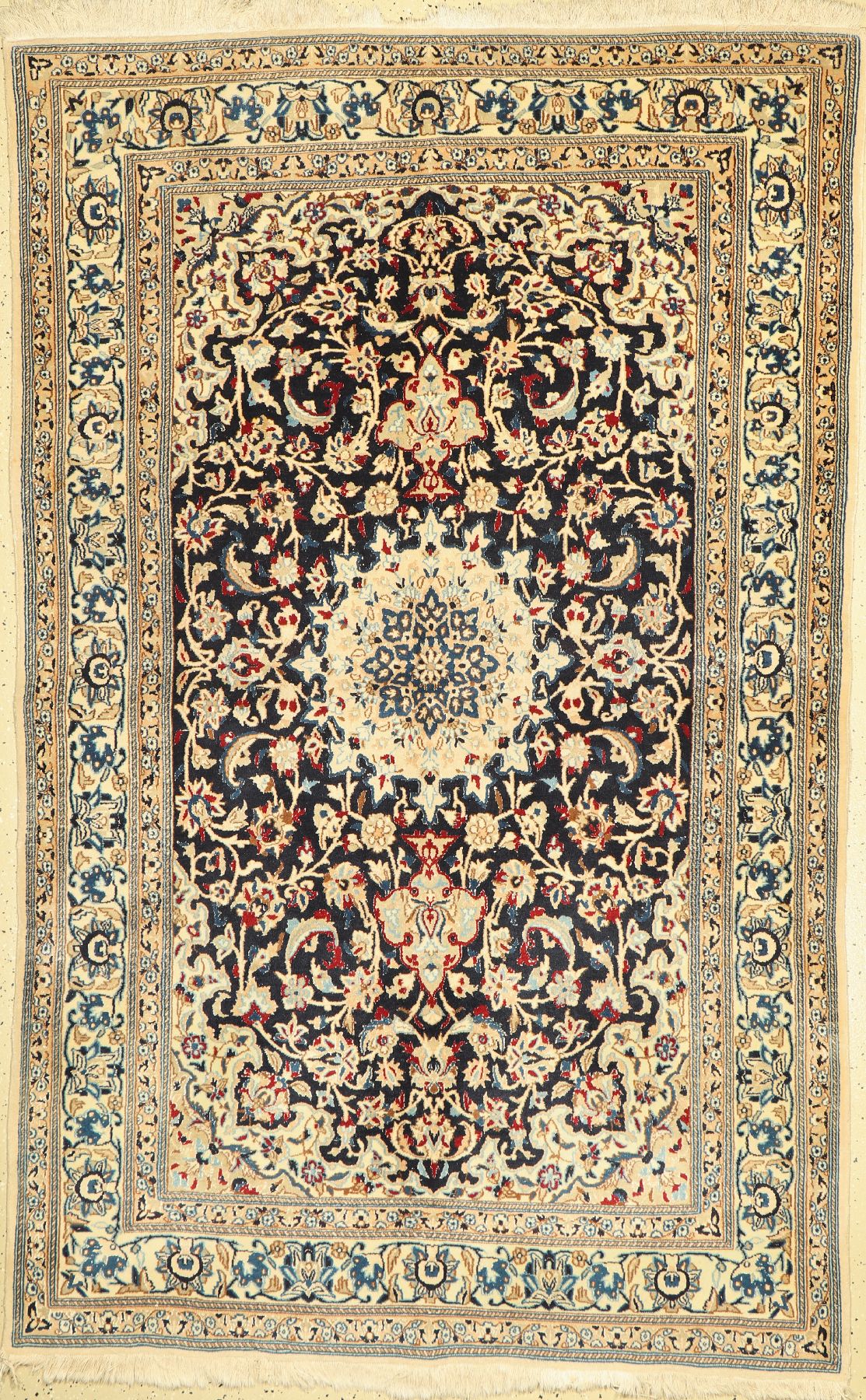 Nain fein(9La), Persien, ca. 50 Jahre, Korkwolle mit Seide, ca. 228 x 146 cm, EHZ: 2