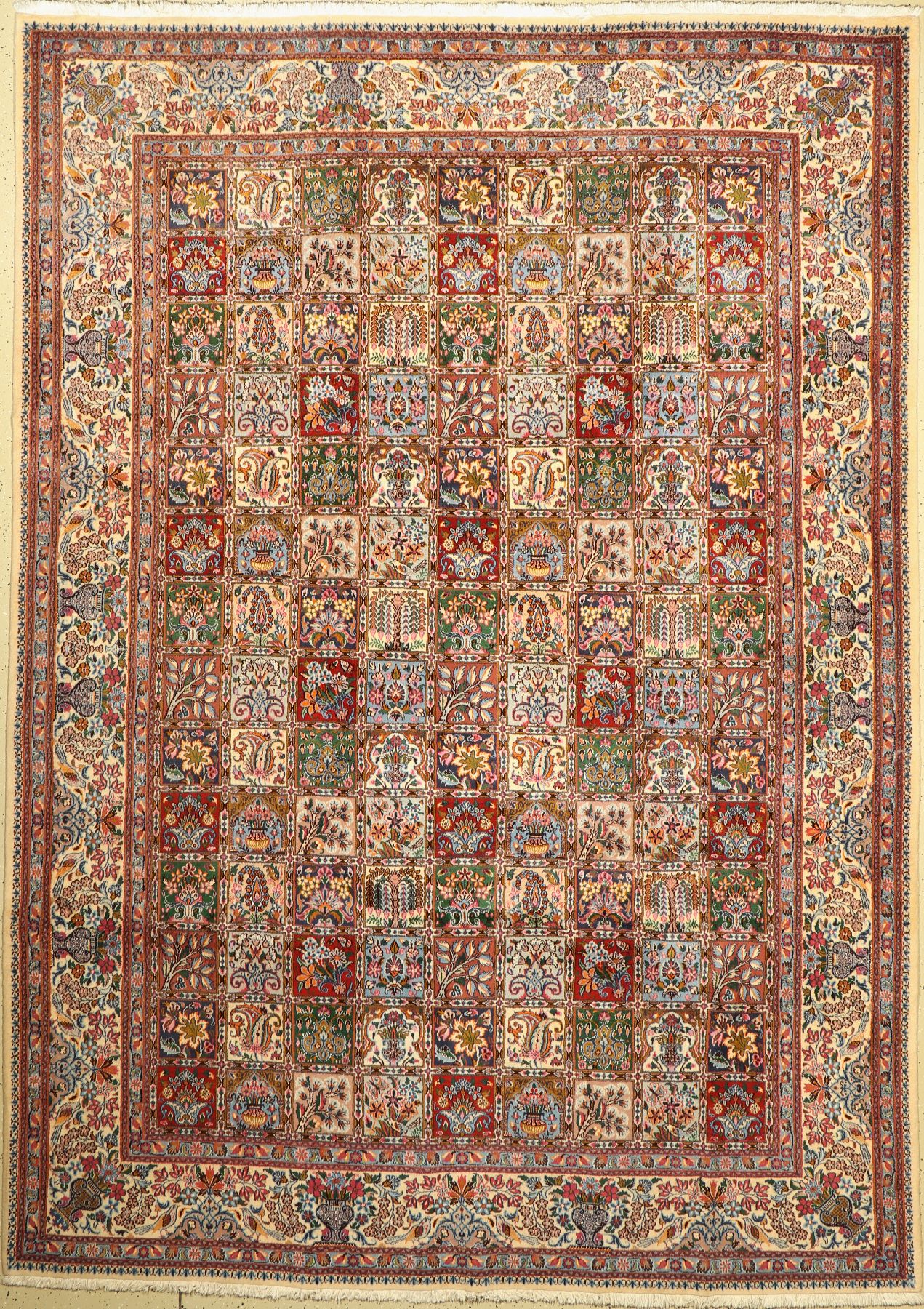Mud fein, Persien, ca. 50 Jahre, Korkwolle mit Seide, ca. 342 x 243 cm, guter Zustand, gereinigt