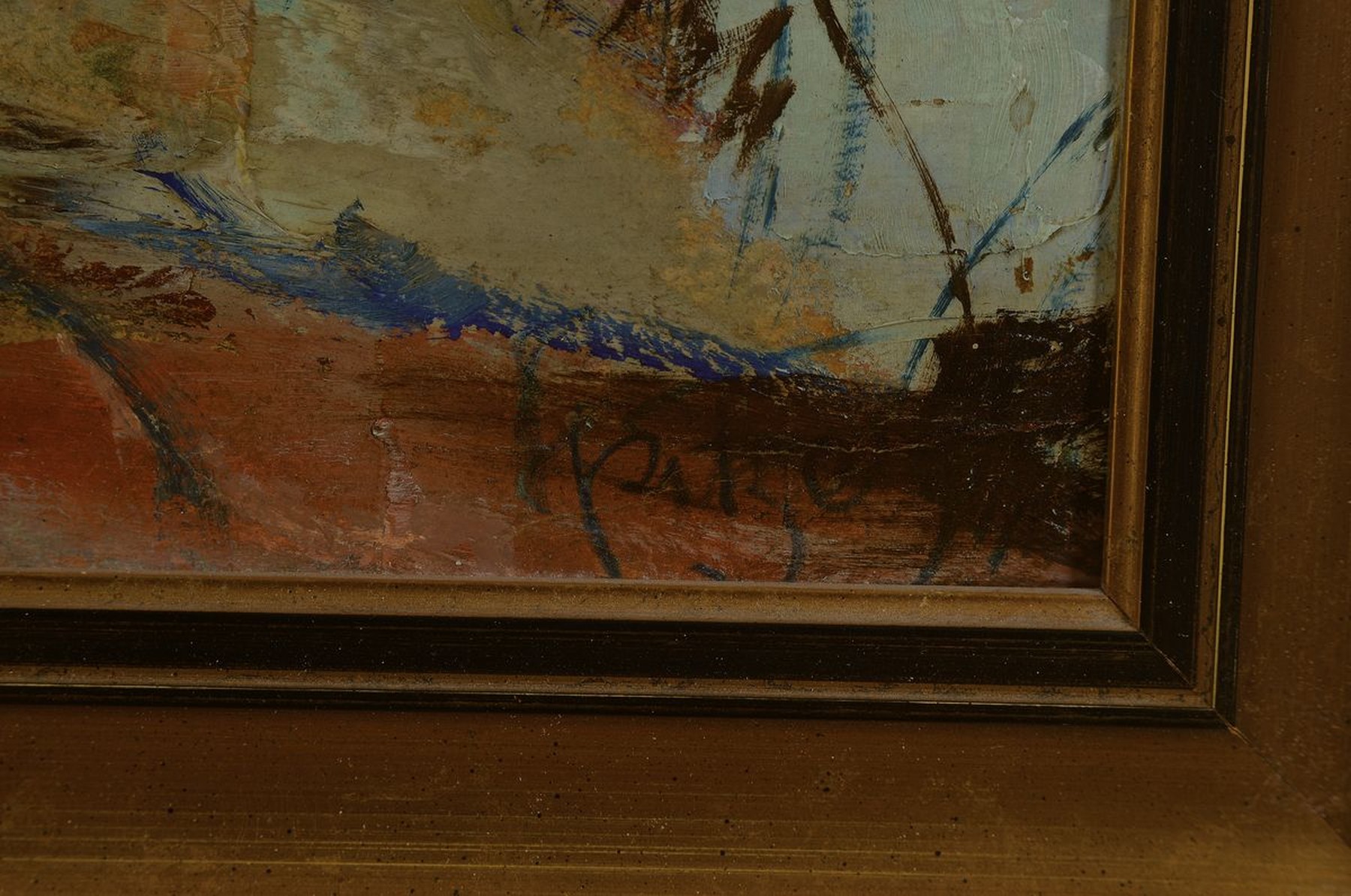 Detail a: Karl Philipp Spitzer, 1887-1954 Speyer, Leinpfad Speyer, Öl/Malkarton, links und rechts signiert, ca. 34x41cm, R. ca. 43x49cm