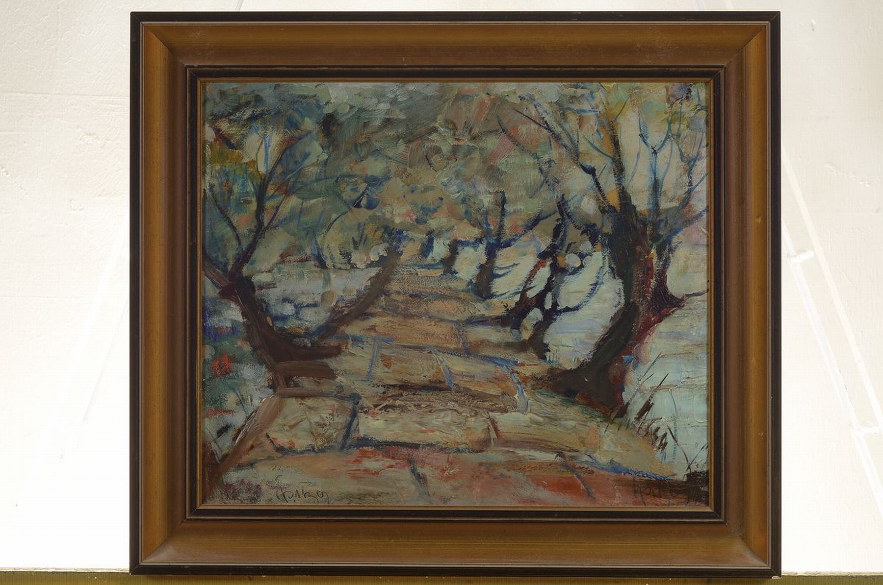 Detail k: Karl Philipp Spitzer, 1887-1954 Speyer, Leinpfad Speyer, Öl/Malkarton, links und rechts signiert, ca. 34x41cm, R. ca. 43x49cm