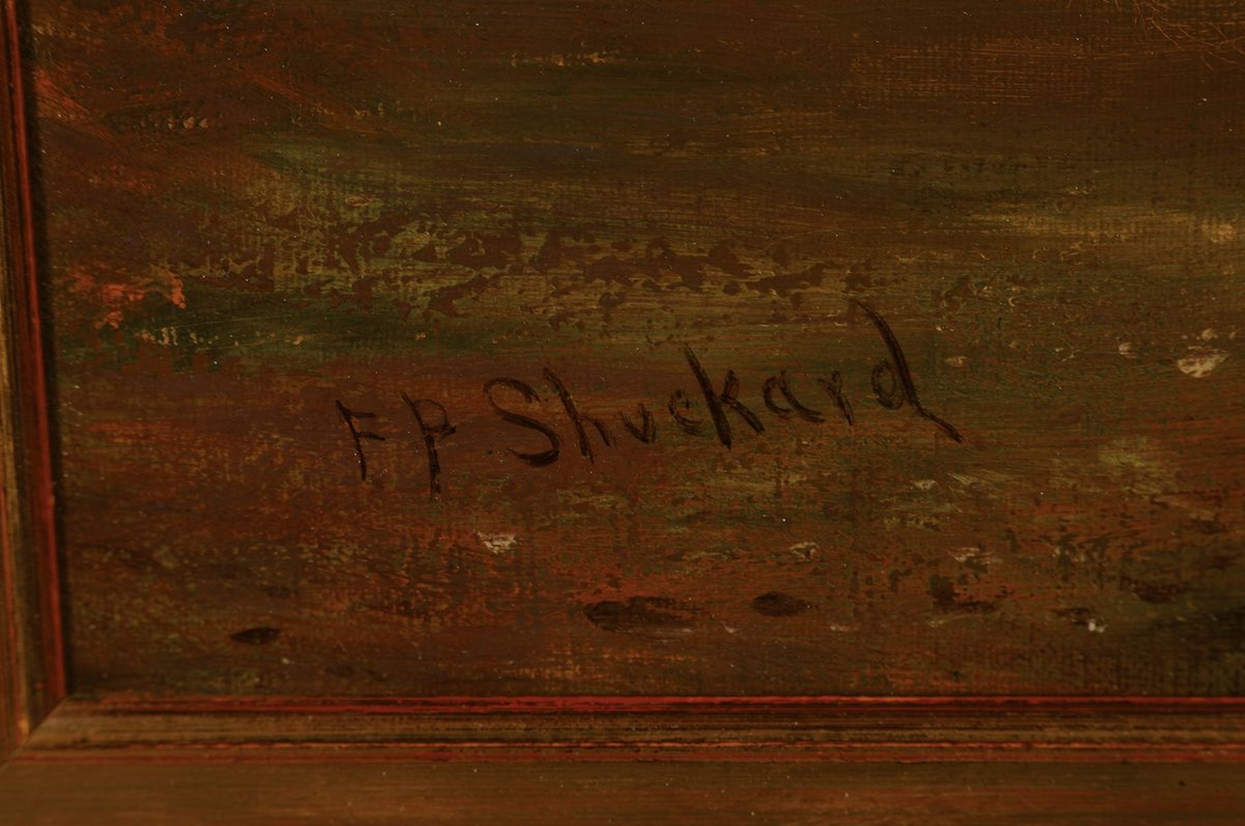 Detail a: Frederick P. Shuckard, erwähnt um 1866 - 1901, spätromantische Flußlandschaft, Öl/Lwd, li. unten signiert F.P. Shuckard, 46 x 61 cm, Rahmen ca. ...