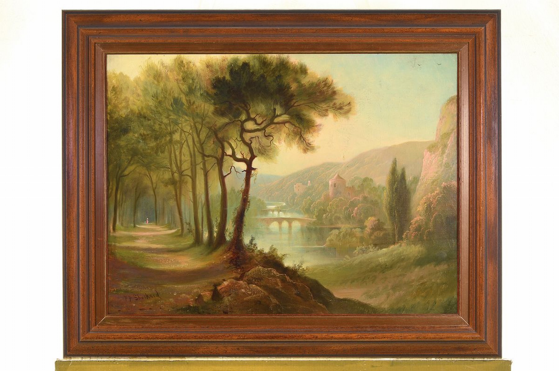 Detail k: Frederick P. Shuckard, erwähnt um 1866 - 1901, spätromantische Flußlandschaft, Öl/Lwd, li. unten signiert F.P. Shuckard, 46 x 61 cm, Rahmen ca. ...