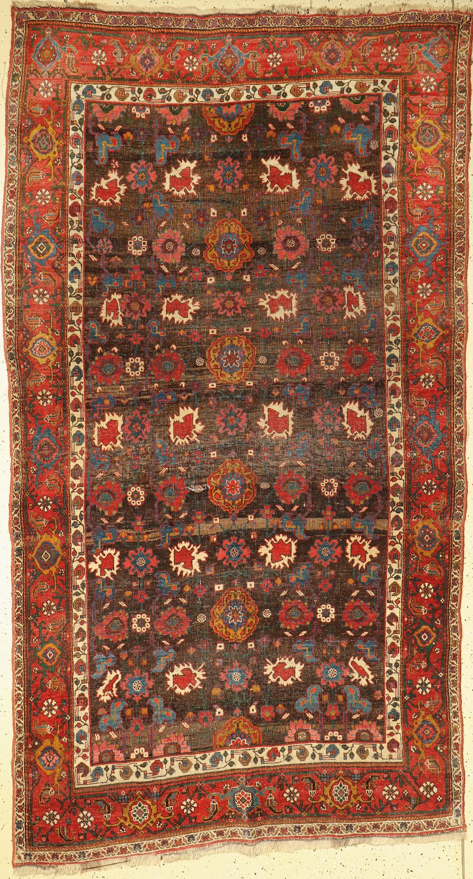 Bidjar antik, Persien, Ende 19.Jhd, Wolle auf Wolle, ca. 260 x 148 cm, Starke Gebrauchsspuren