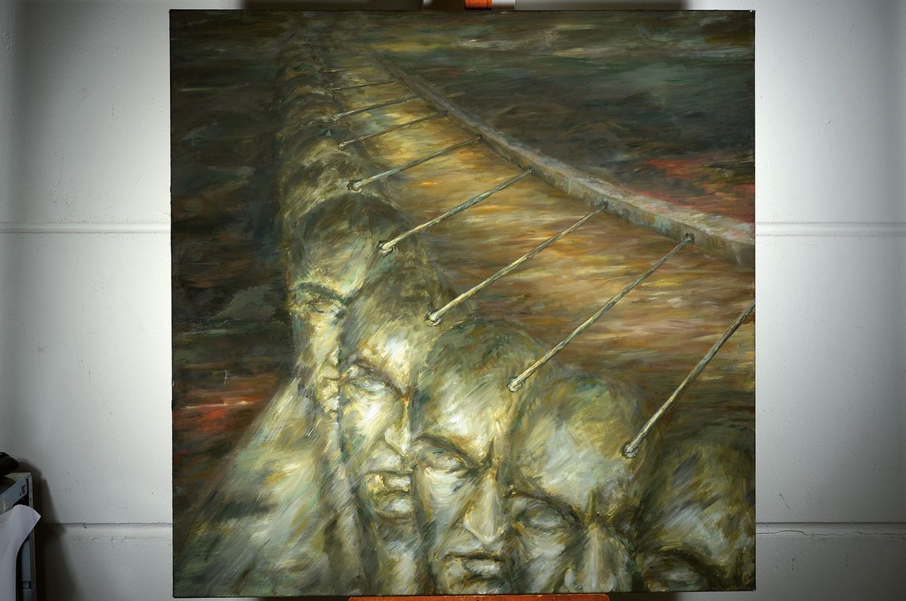 Detail k: Holger Krämer, 1961-2016 Mannheim, Schüler von W. Stallwitz an der freien Akademie Mannheim, Die Gedanken sind frei, Öl/Lwd, rückseitig signiert ...