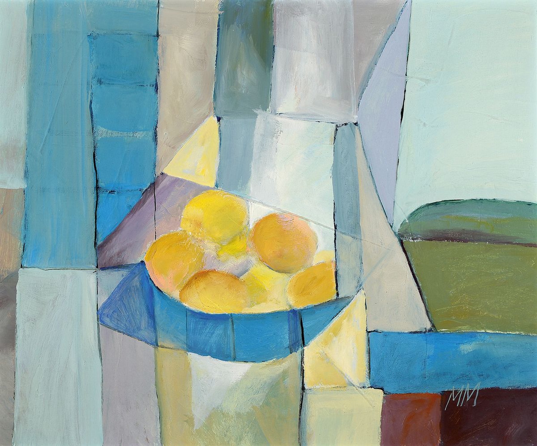 Marianne Merz, geb. 1936 Berlin, seit 1968 tätig in Mannheim, Studien u.a. bei Prof. Markus Lüpertz, hier: Kubistisches Früchtestillleben, ...