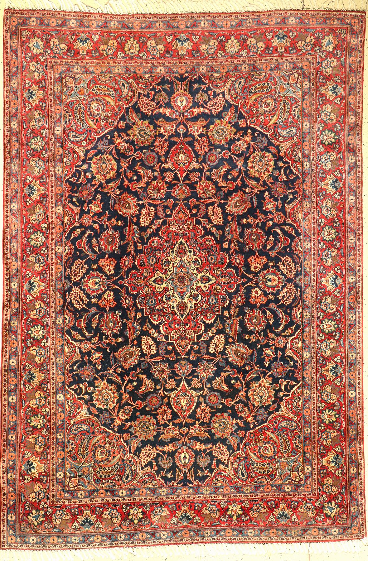 Keschan Kork fein, Persien, um 1940, Korkwolle, ca. 320 x 216 cm, guter Zustand,verblasst, Fransen neu angesetzt