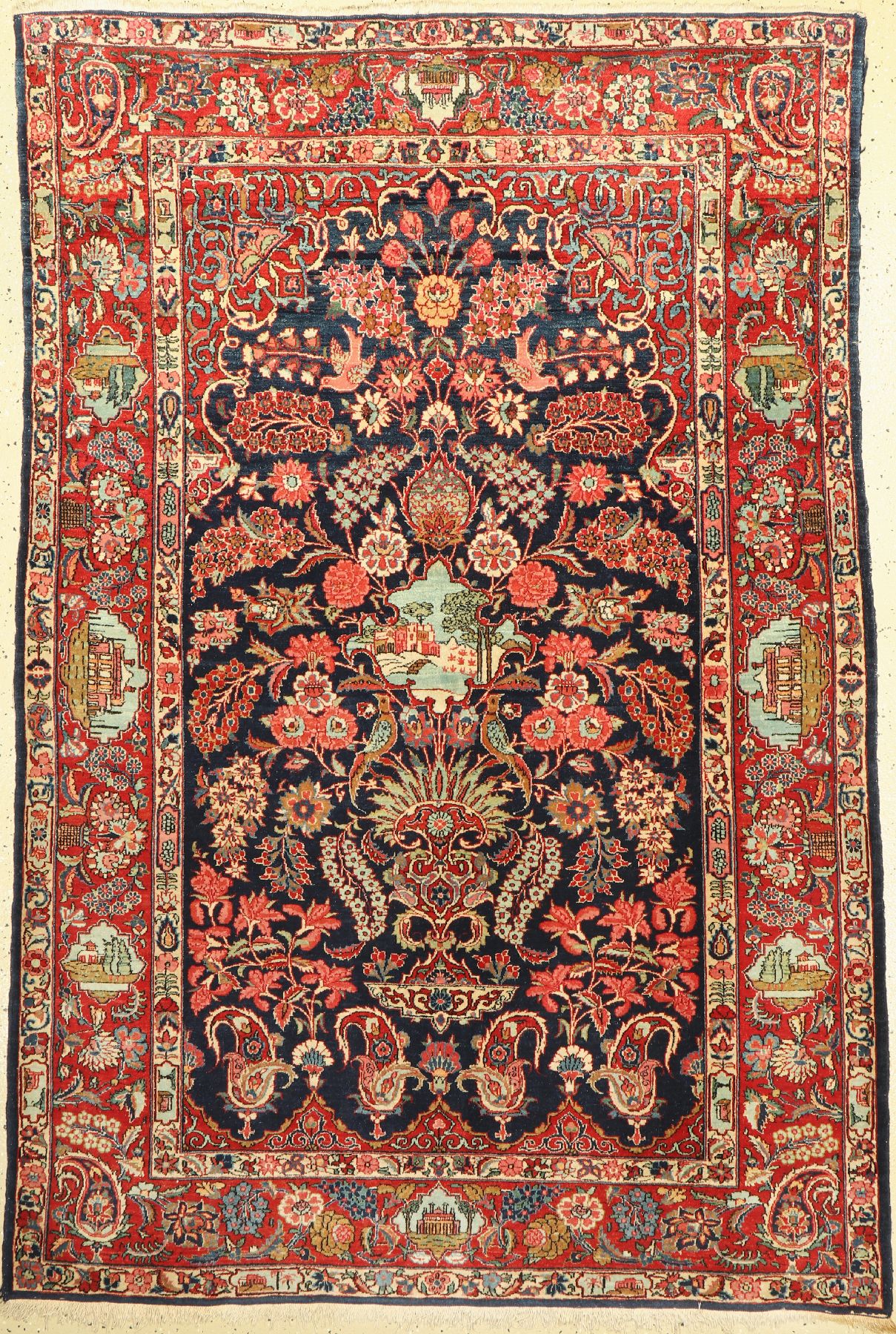 Keschan Kork fein, Persien, um 1930/1940, Korkwolle, ca. 200 x 134 cm, Leichte Gebrauchsspuren