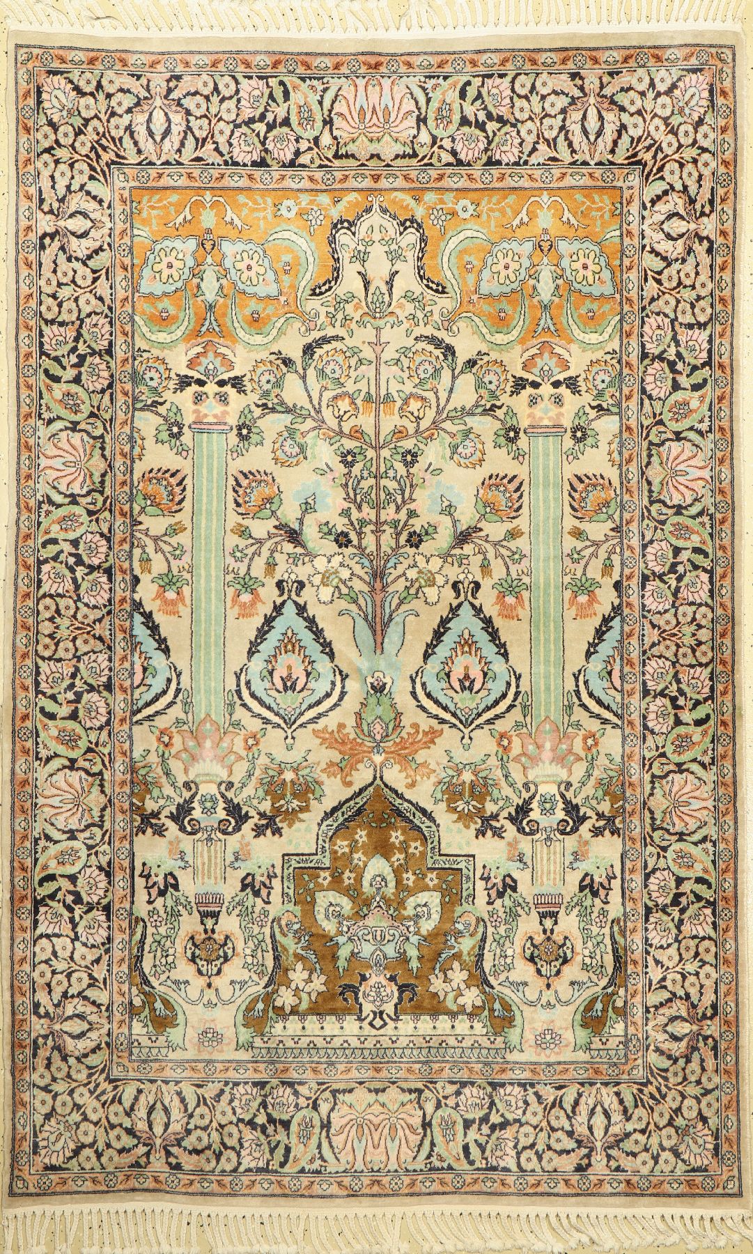 Lahor fein, Pakistan, ca. 40 Jahre, Korkwolle, ca. 217 x 138 cm, guter Zustand, verschmutzt