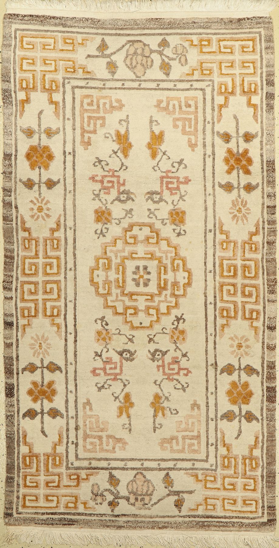 Tibet alt, ca. 60 Jahre, Wolle auf Baumwolle, ca. 174 x 94 cm, guter Zustand, verschmutzt