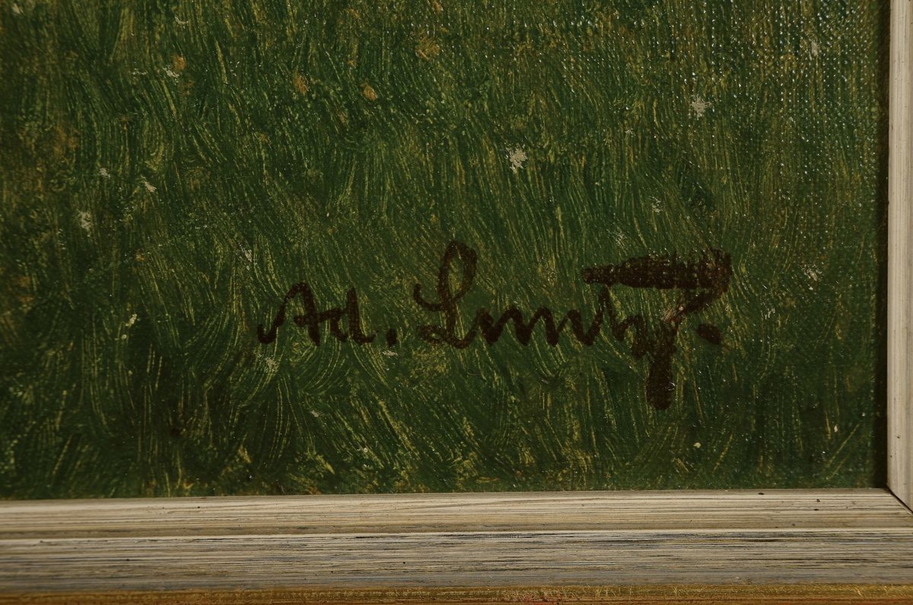 Detail a: Adolf Luntz, 1875 Wien - 1934 Karlsruhe, "Pflaumenblüte bei Weilderstadt", Öl/Lwd, re.u. signiert, rückseitig mit altem Etikett und ...
