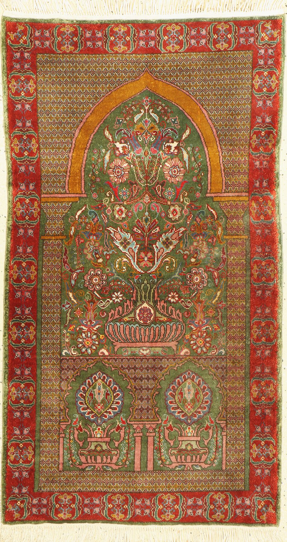 Hereke Seide fein, Ägypten, ca. 60 Jahre, reine Naturseide, ca. 122 x 67 cm, guter Zustand