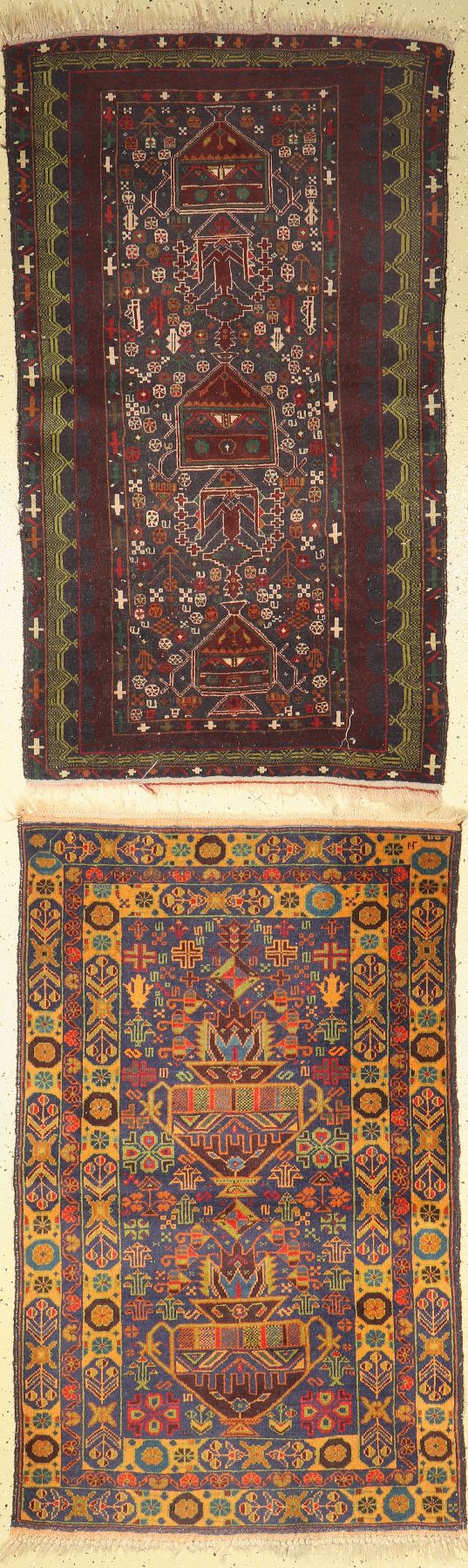 Zwei Zakini alt, Afghanistan, ca. 50 Jahre,Wolle auf Wolle, ca. 145 x 85 cm, Mittlere Gebrauchsspuren