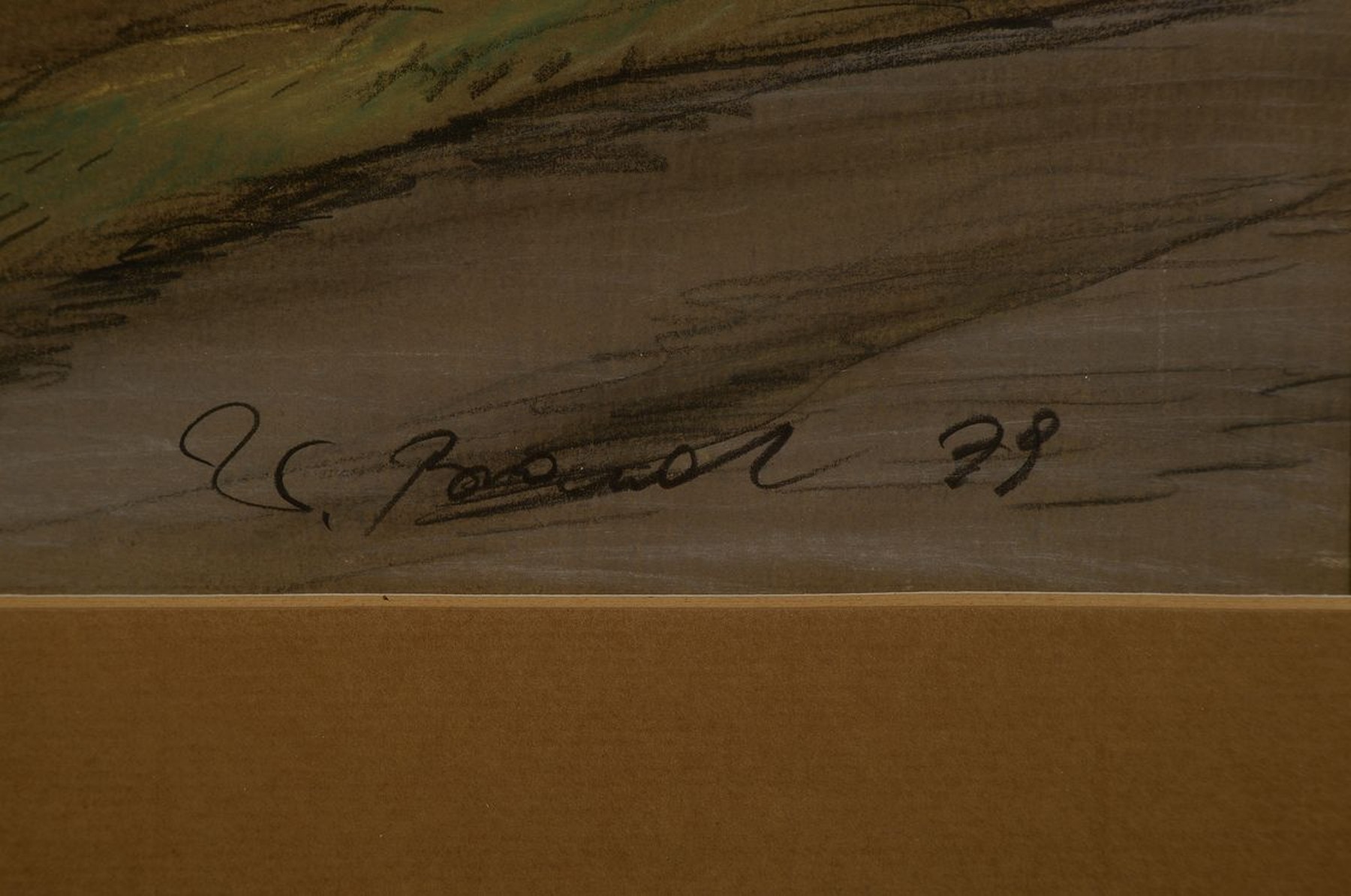 Detail a: Werner Brand, 1933-2021, Herbstliche Landschaft, Bleistift und Pastell, rechts unten signiert und dat. 79, PP ca. 44x56 cm, unter Glas Rahmen ca. ...