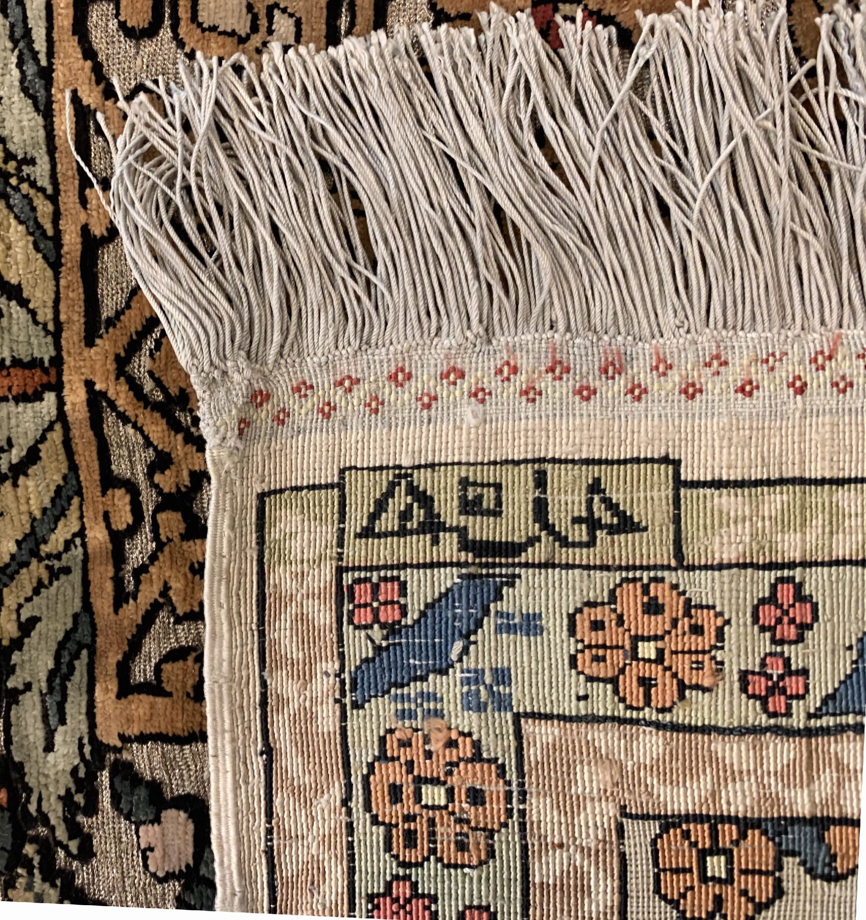 Detail f: Feiner signierter Seiden Hereke, Türkei, um 1950, reine Naturseide mit Metallbroschierung, ca. 157 x 102 cm, ca. 1 Mio Kn/qm, EHZ: 2 (guter ...