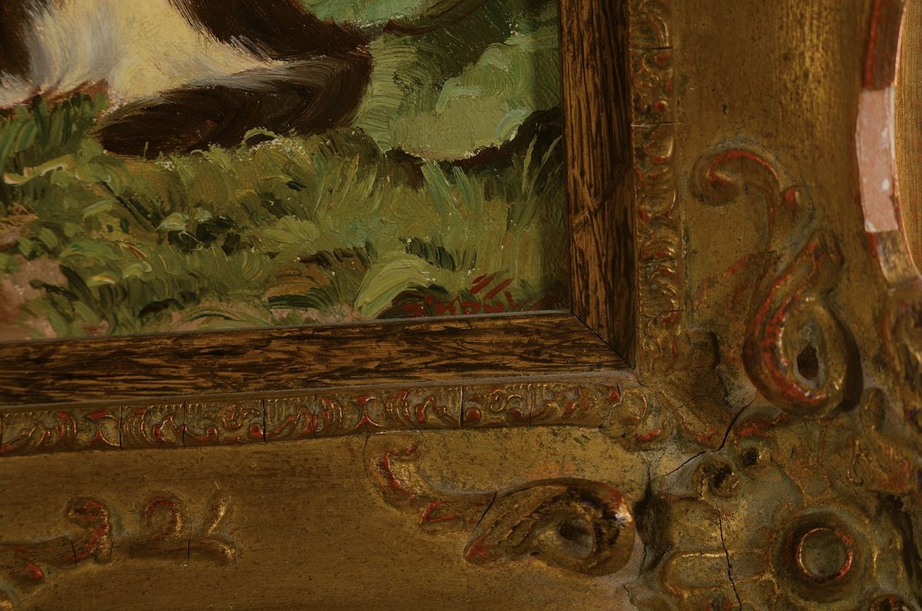 Detail a: Benno Kögl, 1892-1973 München, vier junge Katzen beobachten einen Käfer, Öl/Lwd, rechts unten signiert, ca. 18x24cm, R. ca. 28x34cm