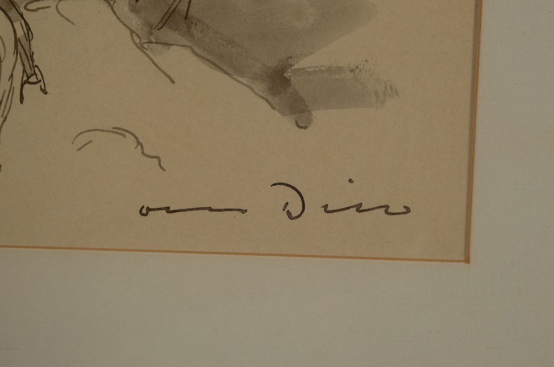 Detail a: Otto Dill, 1884 Neustadt-1957 Bad Dürkheim, zwei Beduinen reiten im Wadi, lavierte Tuschezeichnung, rechts unten signiert, ca. 16x27cm, PP, u.Gl., ...