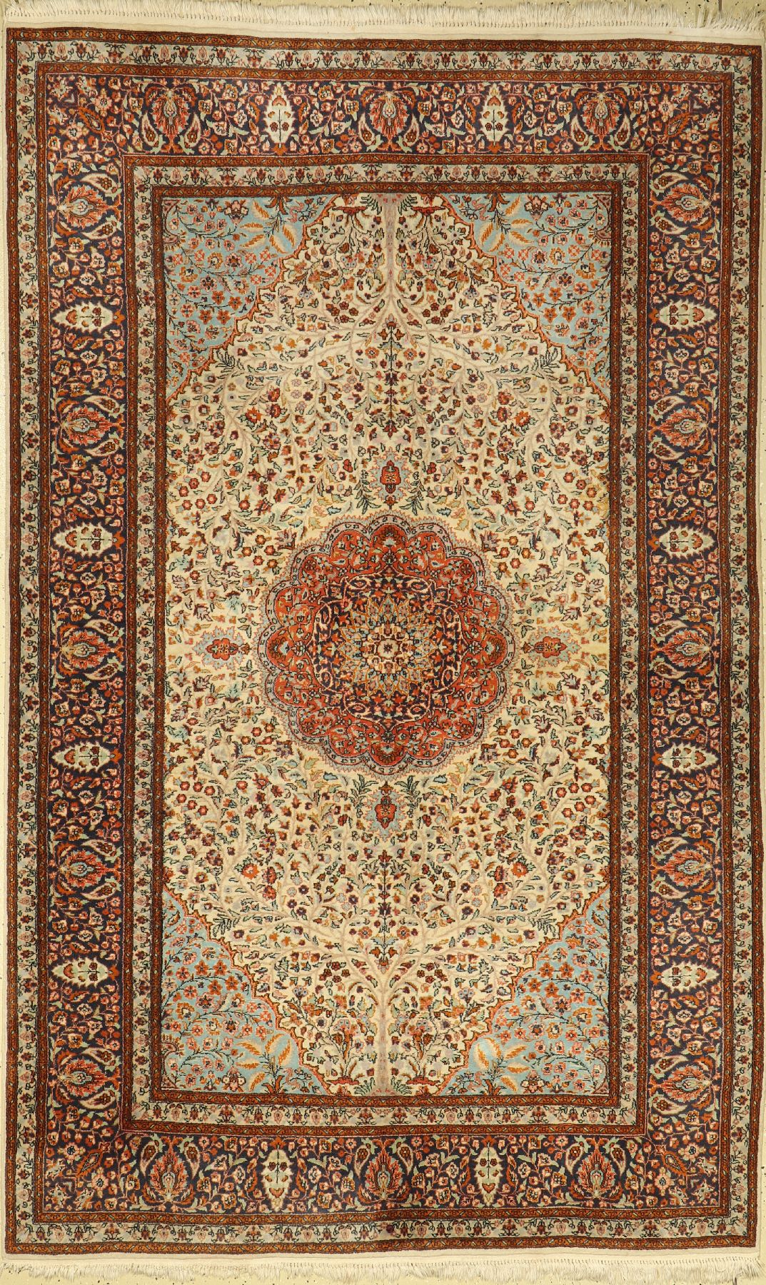 Lahor fein, Pakistan, ca. 40 Jahre, Korkwolle, ca. 250 x 154 cm, guter Zustand, verschmutzt