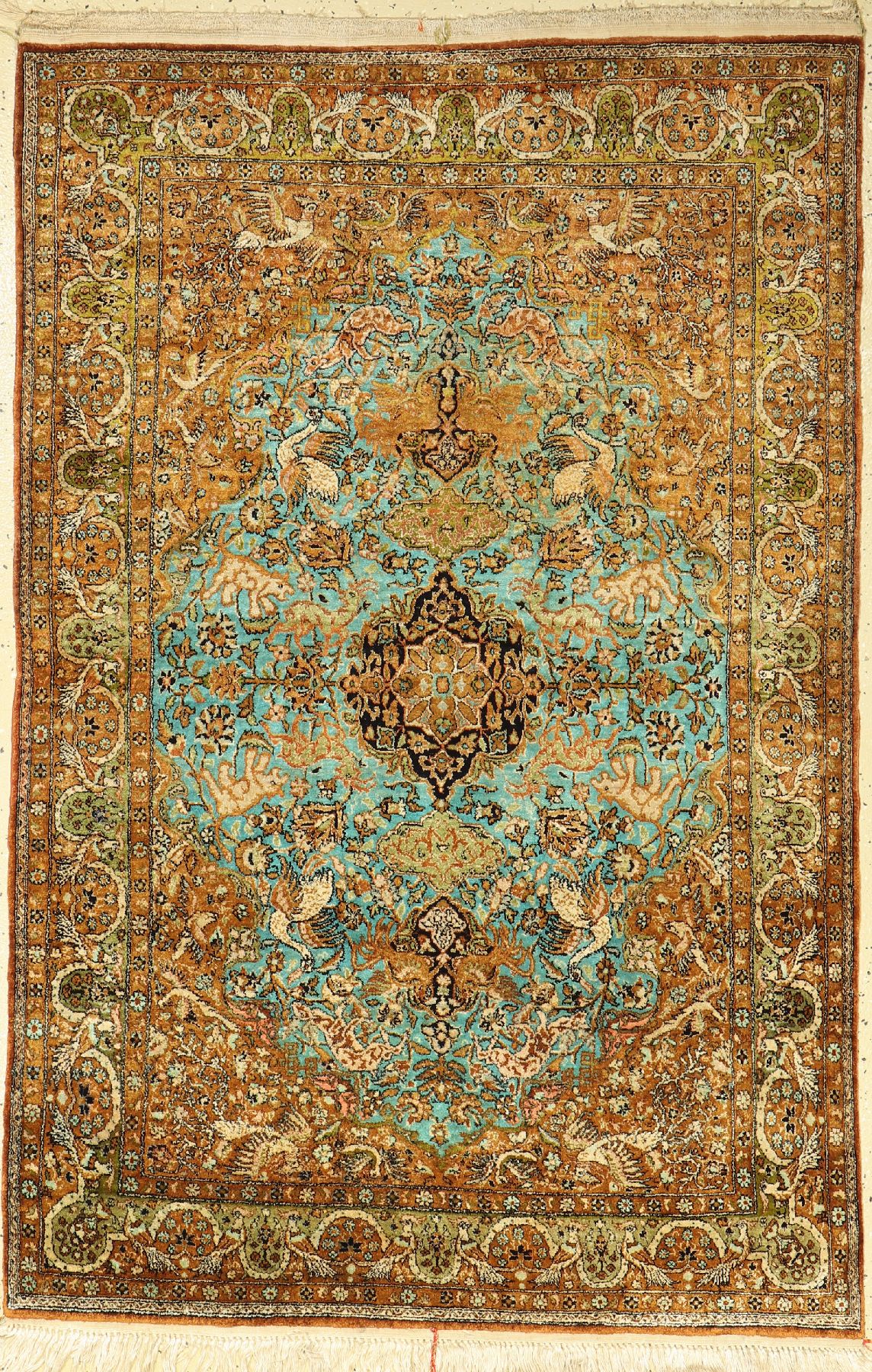 Ghom Seide alt, Persien, um 1950, reine Naturseide, ca. 166 x 110 cm, guter Zustand