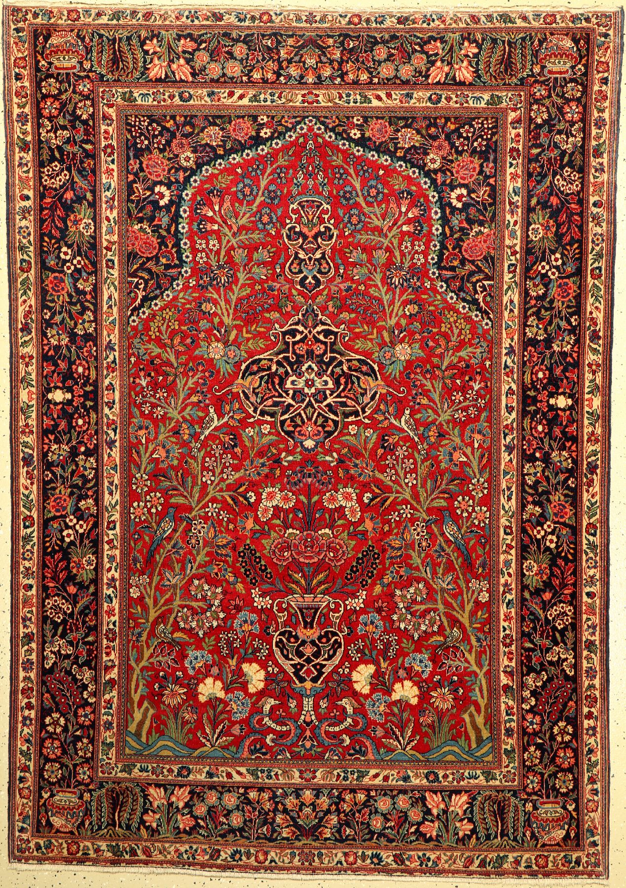 Seltener Antiker Keschan, Kork,Persien, um 1910/1920, Korkwolle, ca. 207 x 143 cm,leichteGebrauchsspuren an den Ränder,minimal gekürzt