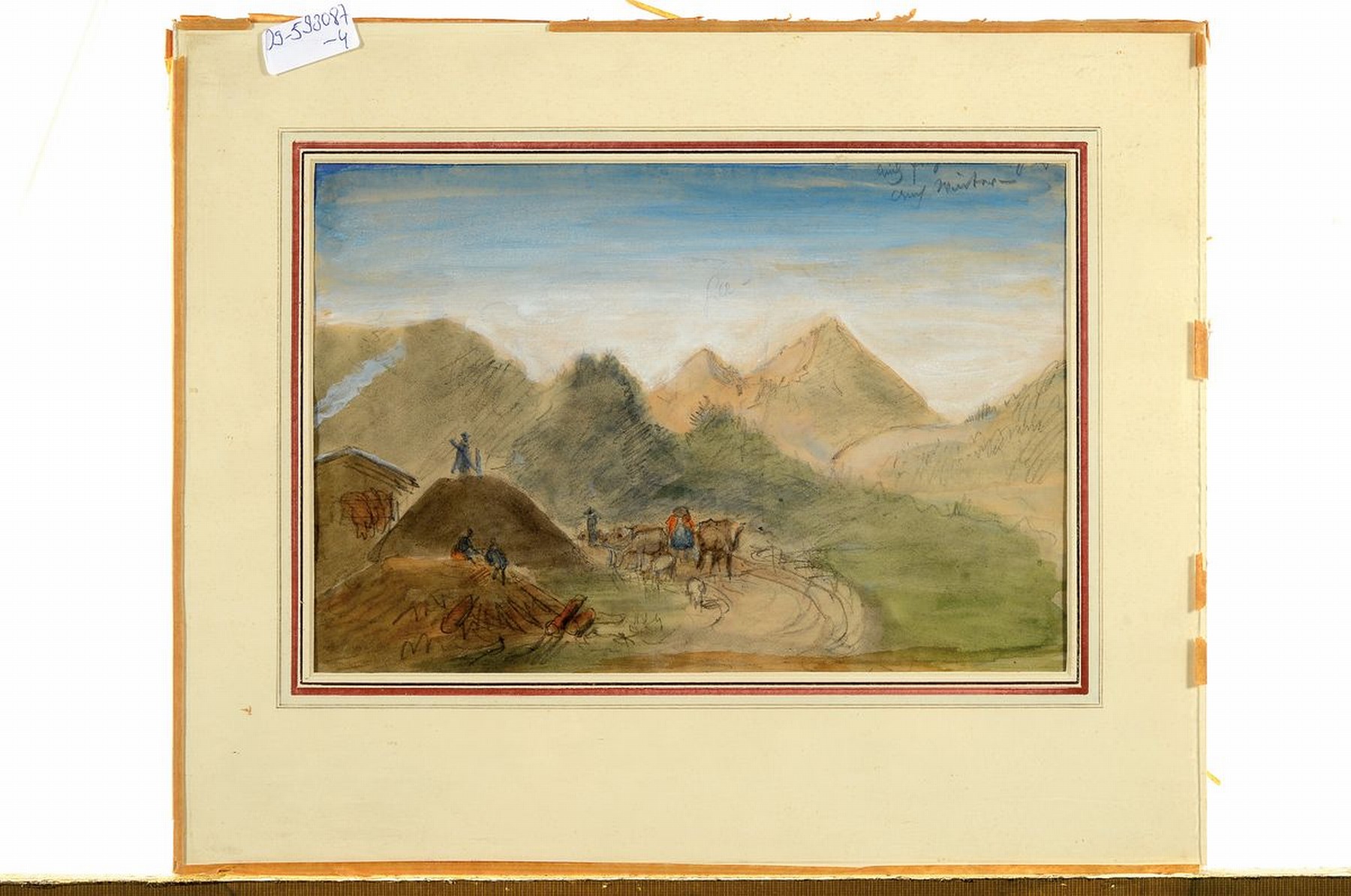 Detail k: Heinrich von Bürkel, 1802 Pirmasens - 1869 München, Studium in München bei Peter v. Langer, original handkolorierte Bleistiftzeichnung, ...