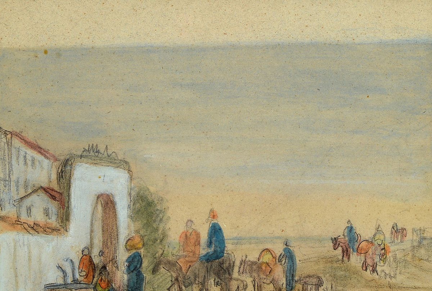Heinrich von Bürkel, 1802 Pirmasens - 1869 München, Studium in München bei Peter von Langer, original handkolorierte Bleistiftzeichnung, Ital. ...