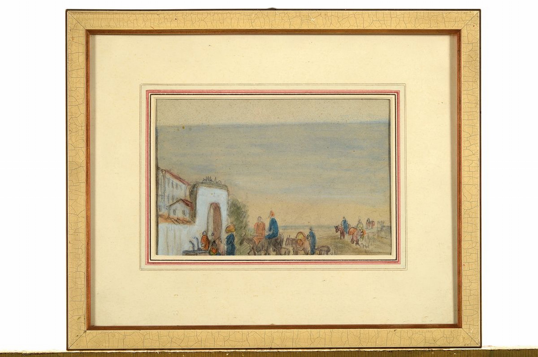 Detail k: Heinrich von Bürkel, 1802 Pirmasens - 1869 München, Studium in München bei Peter von Langer, original handkolorierte Bleistiftzeichnung, Ital. ...