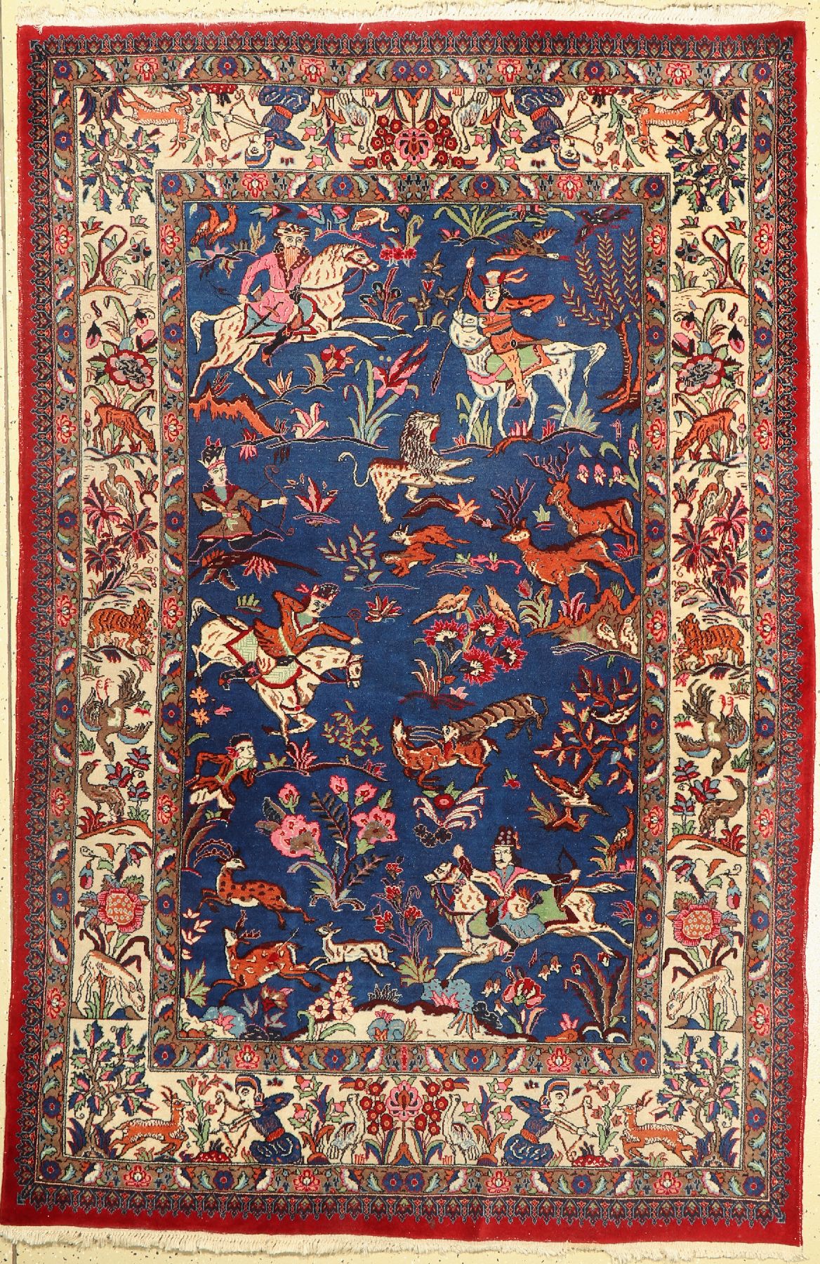 Täbriz alt, Persien, um 1960, Korkwolle ca. 216 x 143 cm, guter Zustand, Ränder Leicht zerschlissen