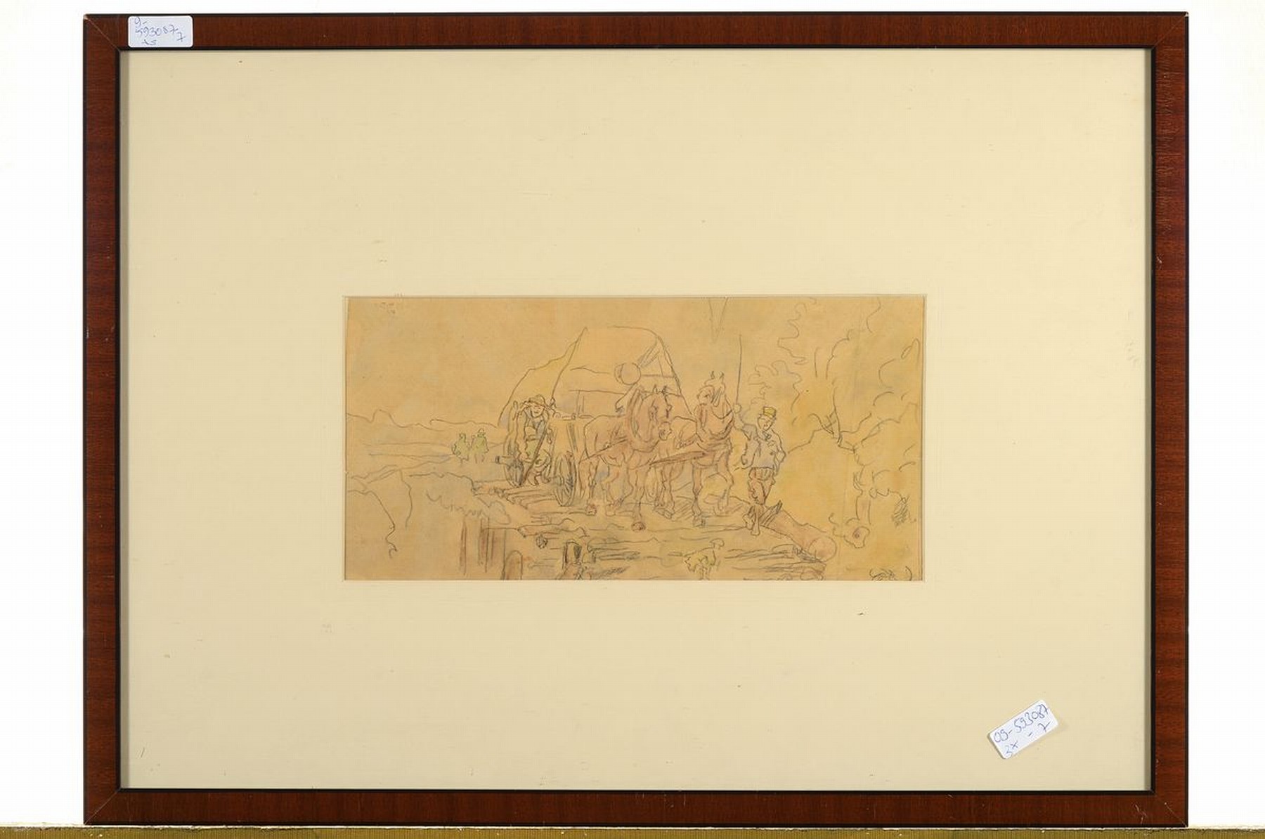Detail k: Hanns Fay, 1888 Frankenthal - 1957 Neustadt/ Wstr., zwei Zeichnungen ein Autograph, a. Marktstand, bunte Farbstiftzeichnung, um 1918/20, sog. ...