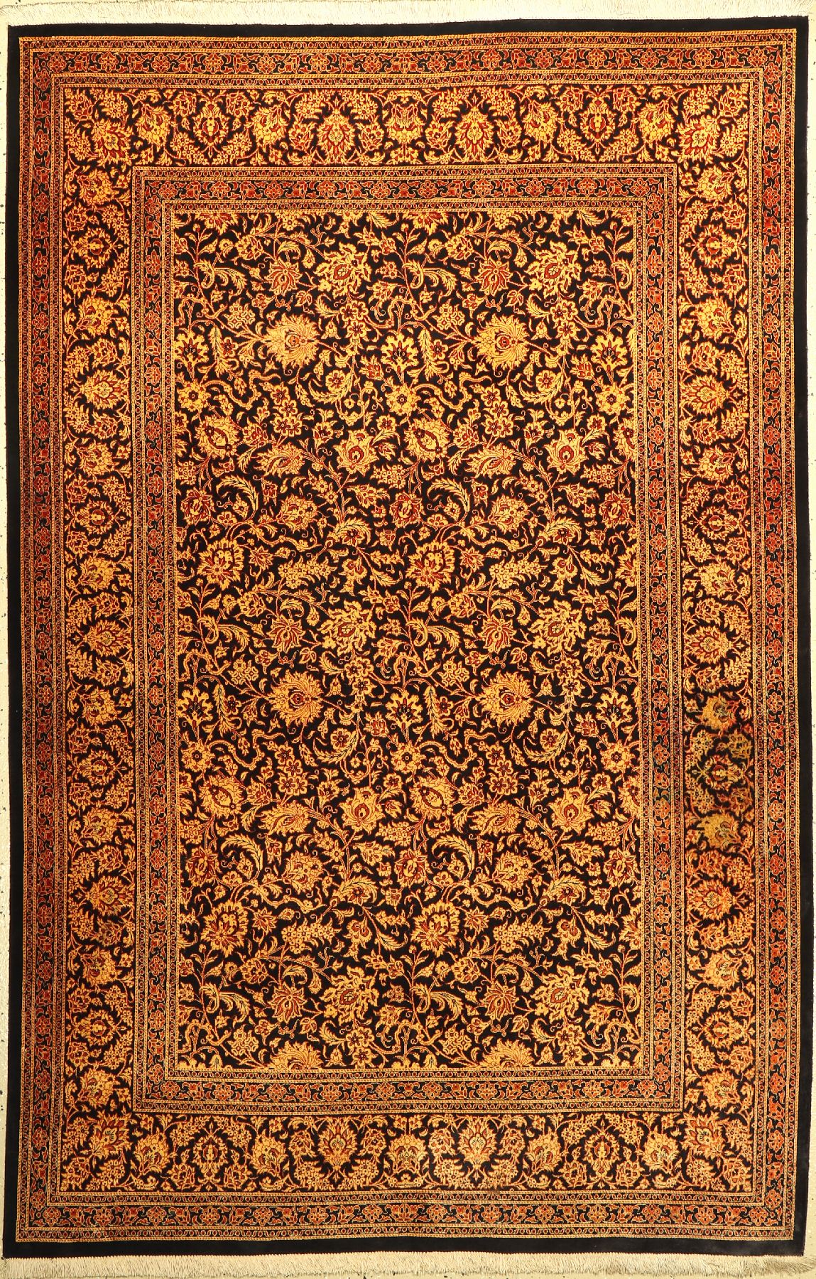 Ghom Seide, Persien, ca. 50 Jahre, reine Naturseide, ca. 200 x 132 cm, guter Zustand, kleiner Fleck
