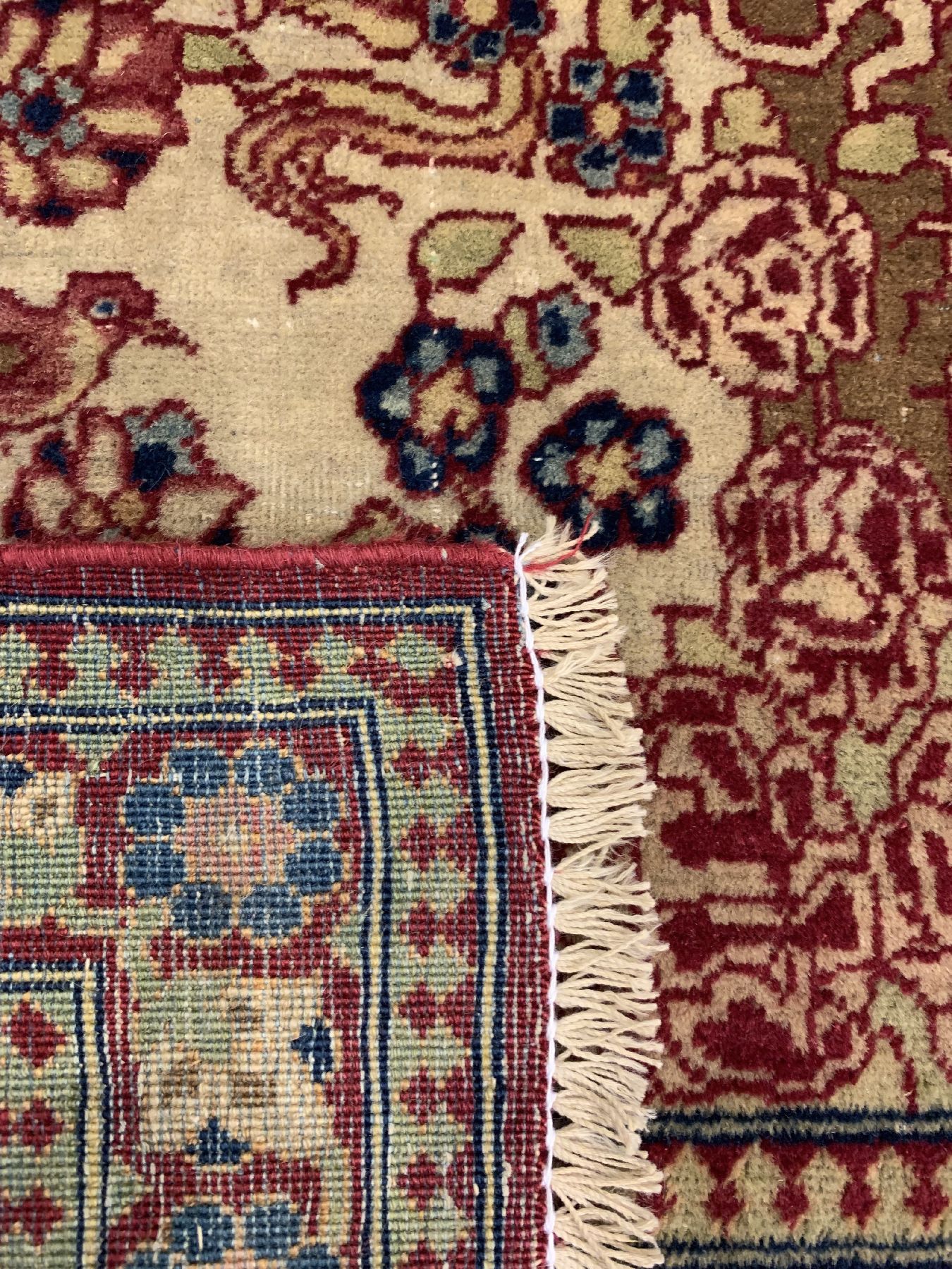 Detail f: Weißgrundiger antiker Teheran (Lebensbaum), Persien, um 1900, Korkwolle geknüpft auf Baumwolle, hochwertiger Teheran mit kunstvollem Lebensbaum, ...