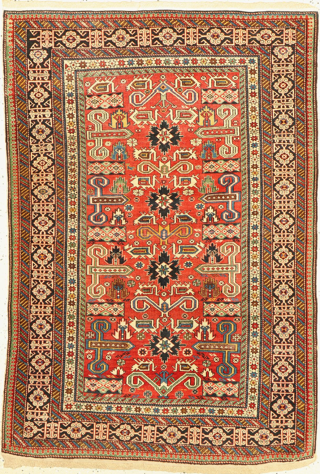 Antiker Perepedil, Ostkaukasus Schirwan-Gebit, 19 Jhd. Wolle geknüpft auf Wolle, klassisches Muster und kufische Bordüre, ca, 155 x 107 cm, ...