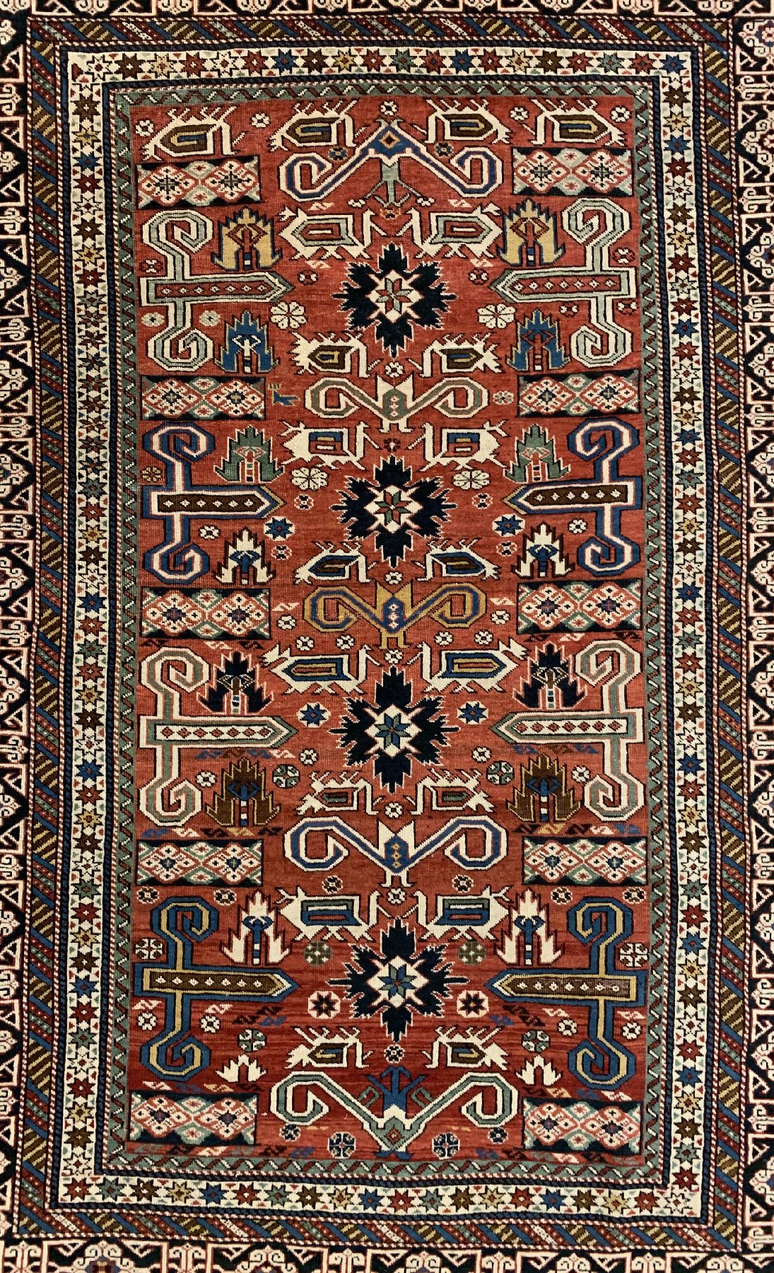 Detail a: Antiker Perepedil, Ostkaukasus Schirwan-Gebit, 19 Jhd. Wolle geknüpft auf Wolle, klassisches Muster und kufische Bordüre, ca, 155 x 107 cm, ...