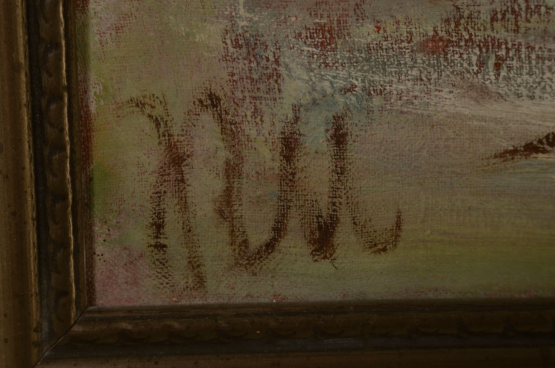 Detail a: Rolf Müller-Landau, 1903 Kayingchow - 1956 Bad Bergzabern, bekannter Pfälzer Maler und Mitbegründer der Pfälzer Sezession, großformatiges ...