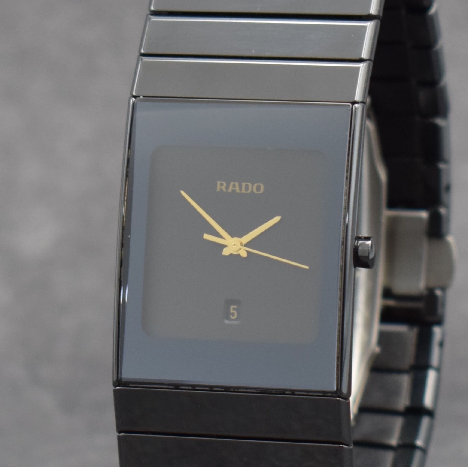 Detail c: RADO Diastar Armbanduhr, Schweiz um 2005, quarz, Ref. 152.0.47.3, Keramikgeh., Stahlboden aufgedr., Keramikband m. dopp. Faltschl., schwarzes ...