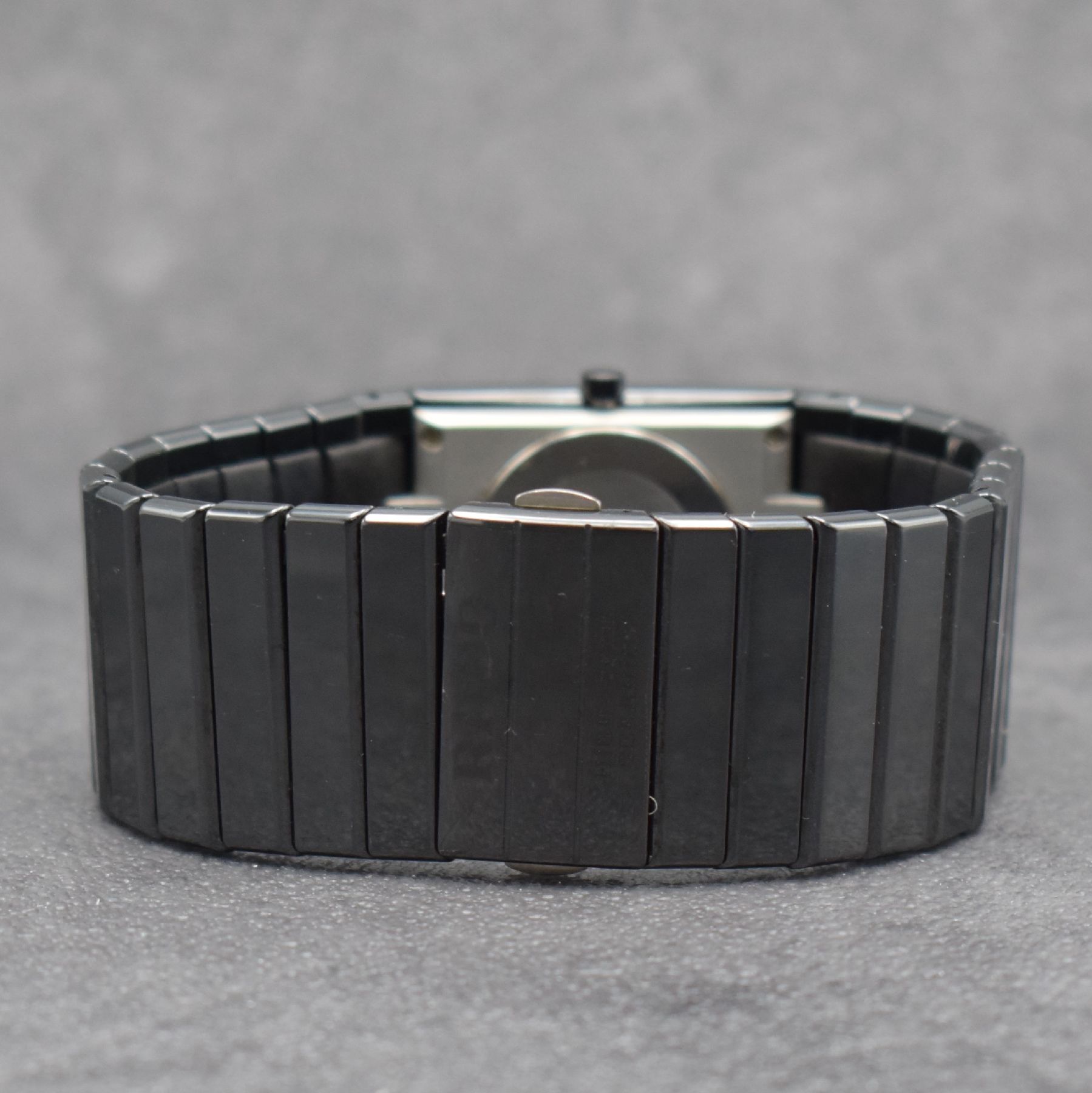 Detail d: RADO Diastar Armbanduhr, Schweiz um 2005, quarz, Ref. 152.0.47.3, Keramikgeh., Stahlboden aufgedr., Keramikband m. dopp. Faltschl., schwarzes ...
