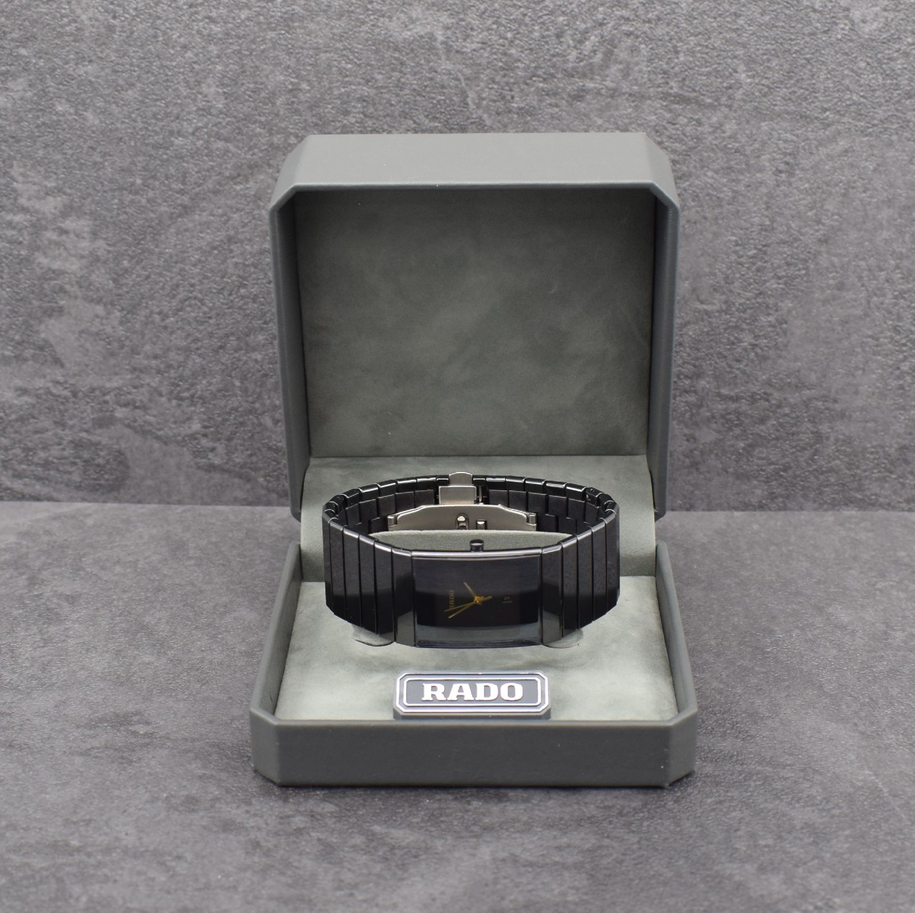 Detail f: RADO Diastar Armbanduhr, Schweiz um 2005, quarz, Ref. 152.0.47.3, Keramikgeh., Stahlboden aufgedr., Keramikband m. dopp. Faltschl., schwarzes ...