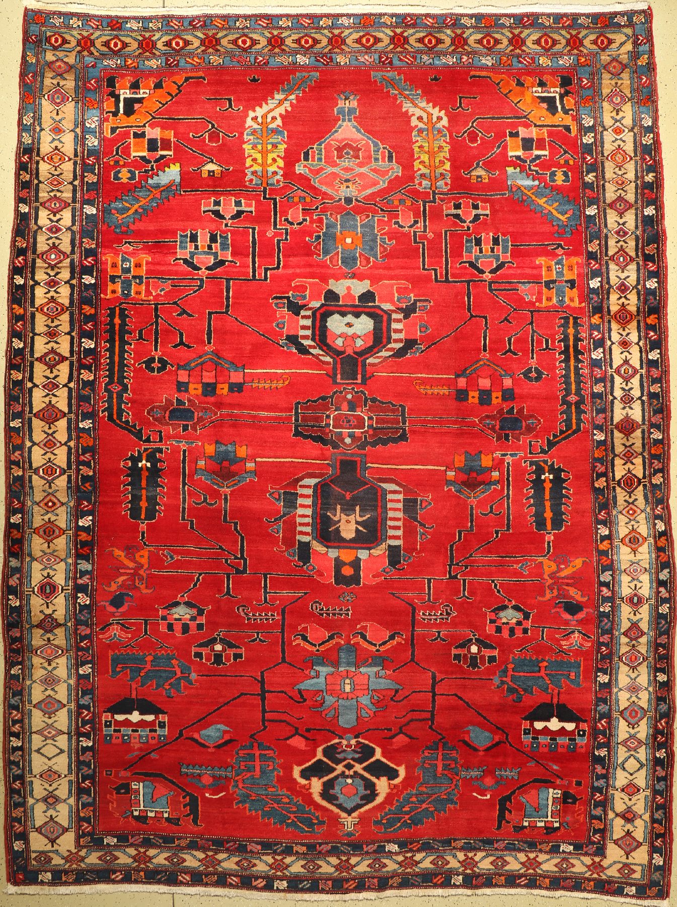 Meschgin alt, Persien, um 1940, Wolle auf Baumwolle, ca. 404 x 303 cm, guter Zustand, Mottenfraß Rückseite