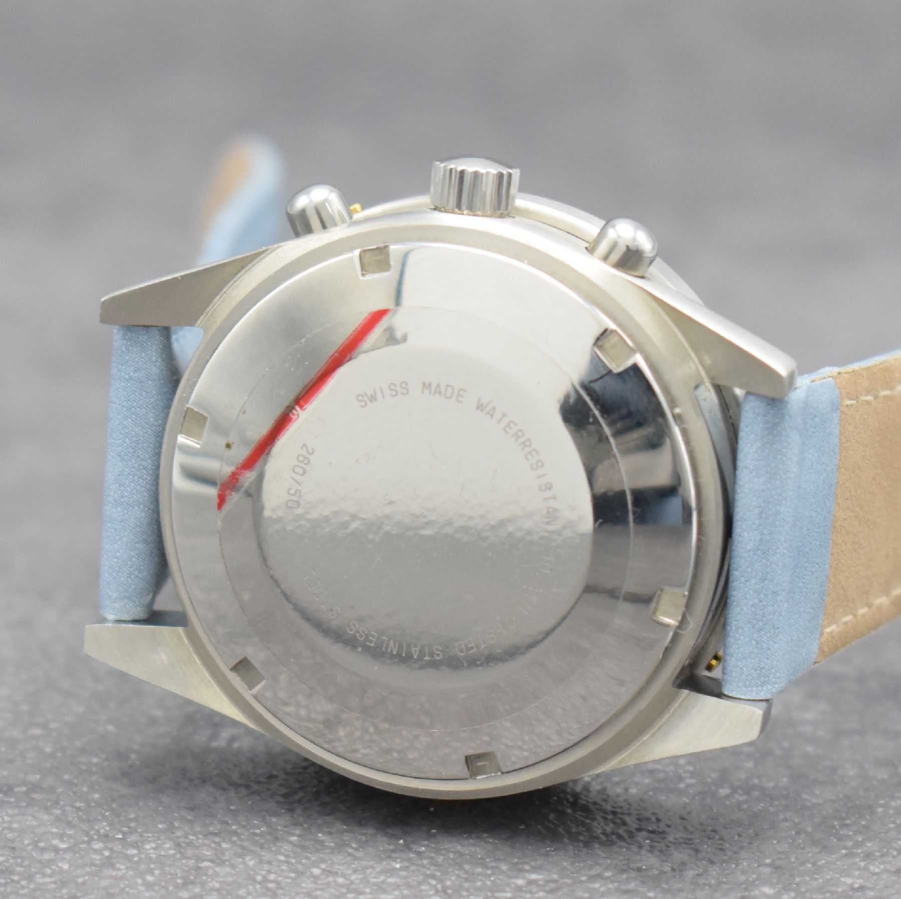 Detail d: GUINAND nahezu neuwertiger Armbandchronograph, Schweiz um 2000, Automatik, Edelstahlgeh. inkl. Lederband m. Dornschl., Boden & Krone verschr., z. T. ...