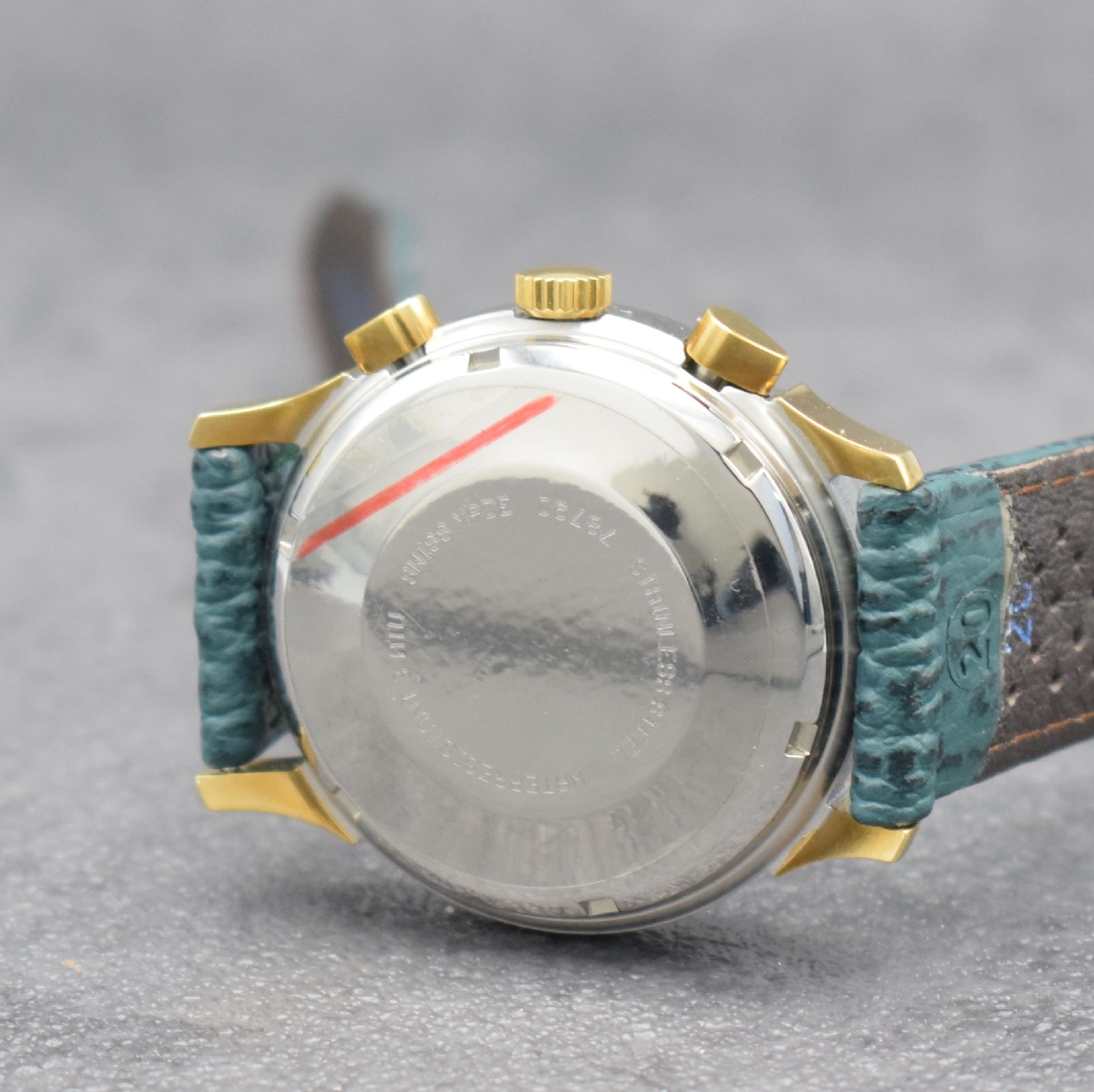 Detail d: GUINAND nahezu neuwertiger Armbandchronograph, Schweiz um 1995, Automatik, z. T. verg. Edelstahlgeh. inkl. Lederband m. Dornschl., Boden verschr., ...