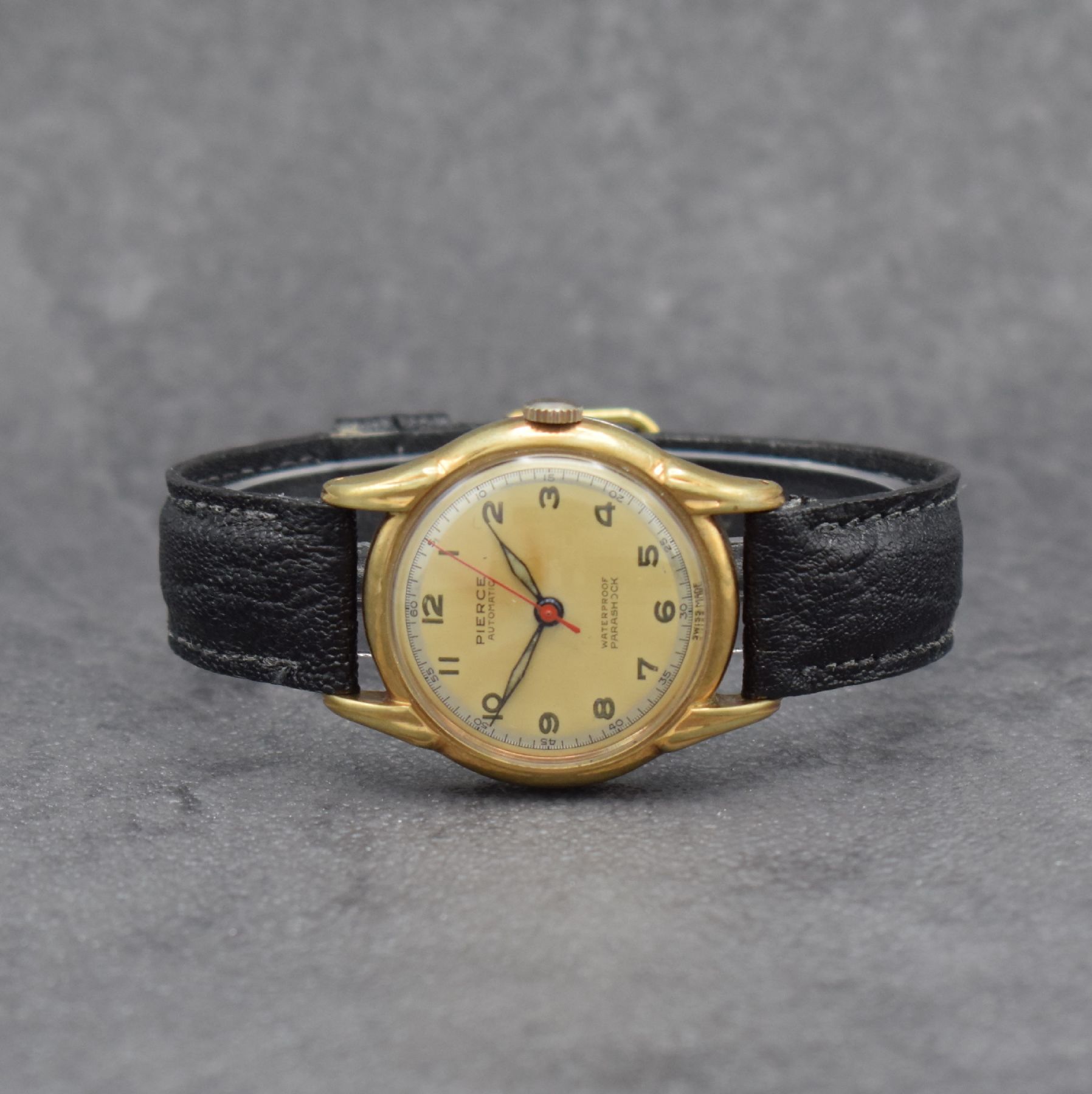 PIERCE seltene Automatik-Armbanduhr, Schweiz um 1945, Rüttelautomatik, Aufzug erfolgt mit Hilfe einer Gewichtsmasse die durch 2 Stäbe bewegt wird, ...