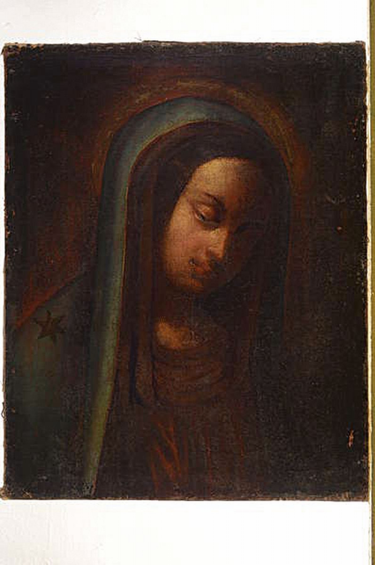Detail k: Unbekannter Künstler, süddeutsch, um 1830, Darstellung der Maria Magdalena, Öl/Lwd, (mittig beschädigt), doubliert, unsigniert, ca. 55x44cm