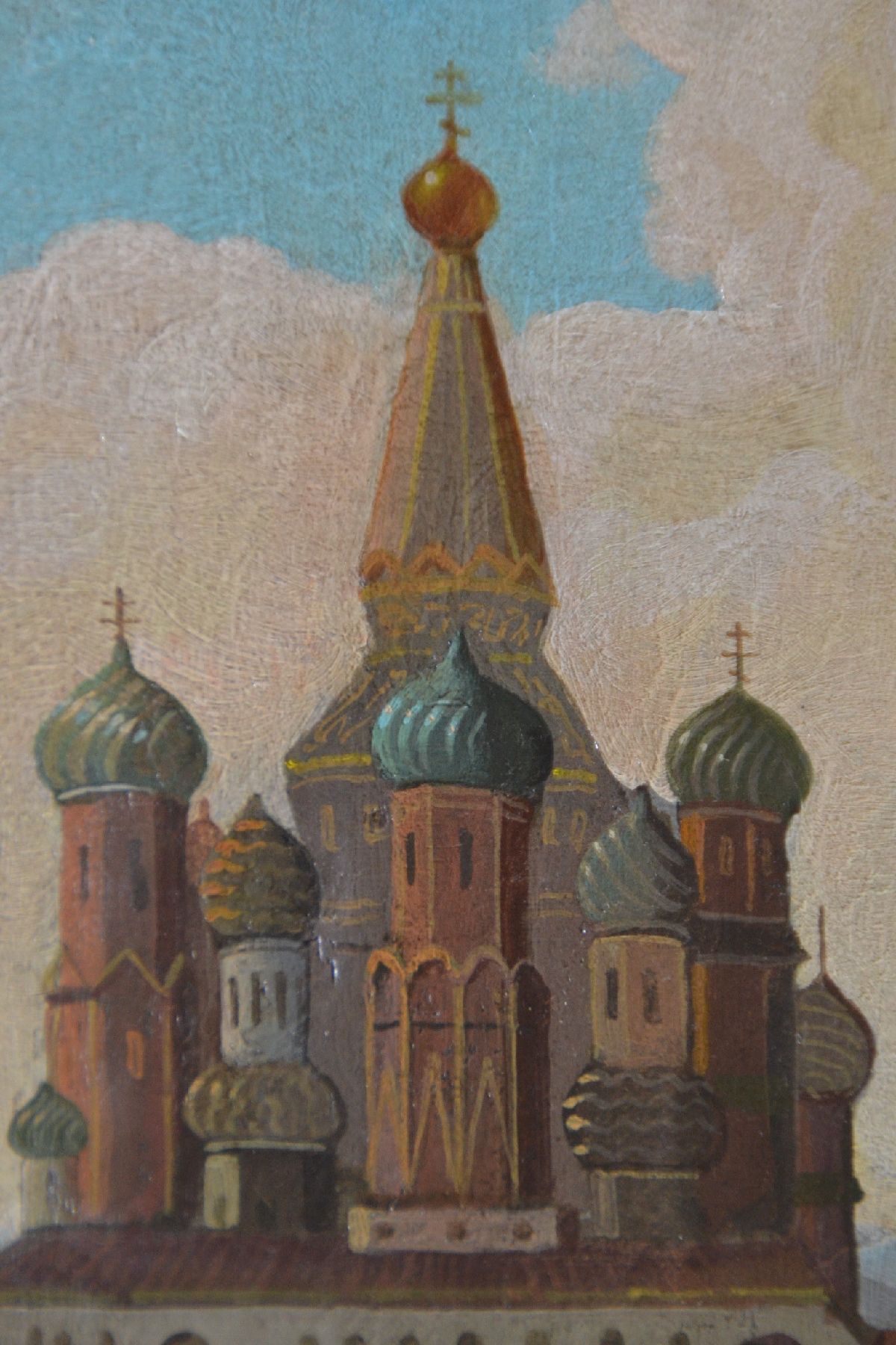 Detail e: Ungedeuteter osteuropäische Künstler, um 1830, Roter Platz in Moskau mit Blick auf die Basilius-Kathedrale und den Kreml, fast dokumentarische ...