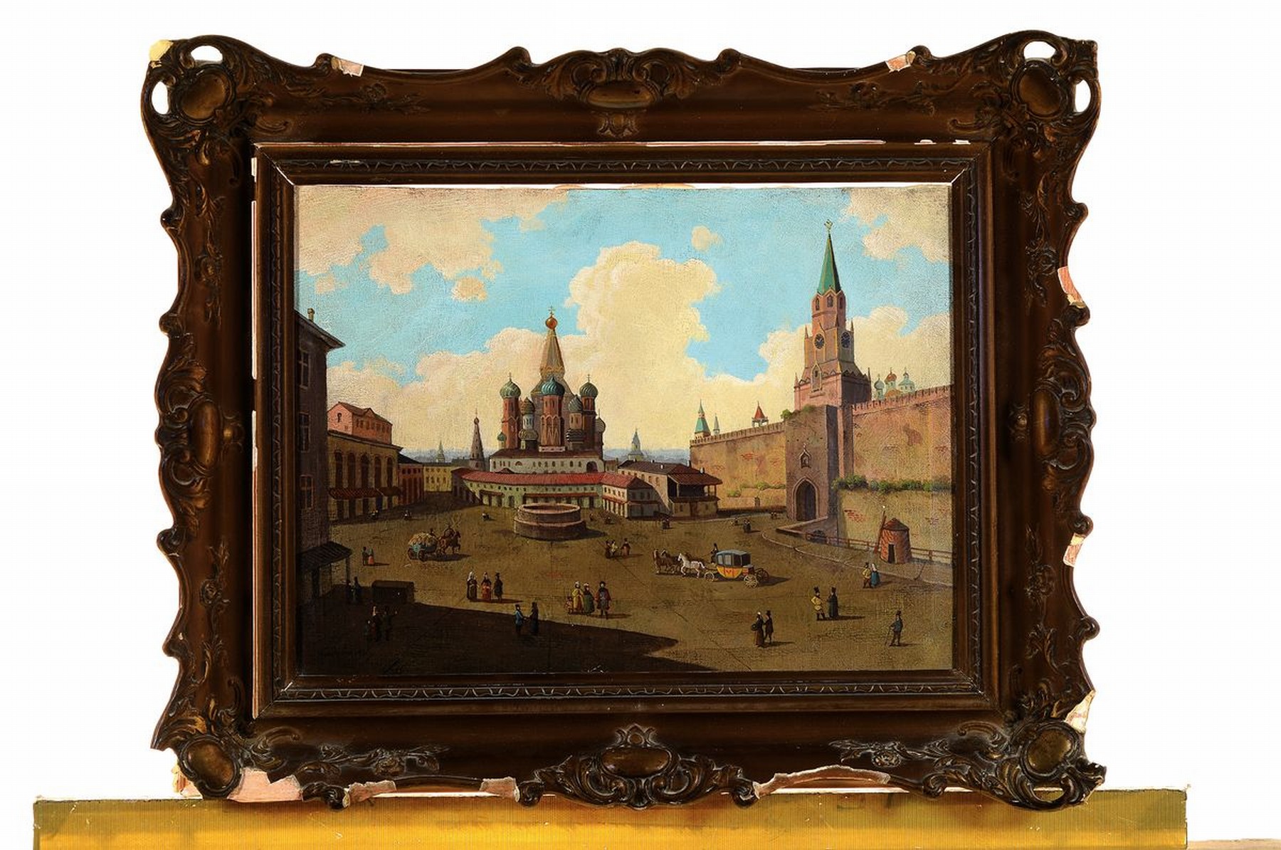 Detail k: Ungedeuteter osteuropäische Künstler, um 1830, Roter Platz in Moskau mit Blick auf die Basilius-Kathedrale und den Kreml, fast dokumentarische ...