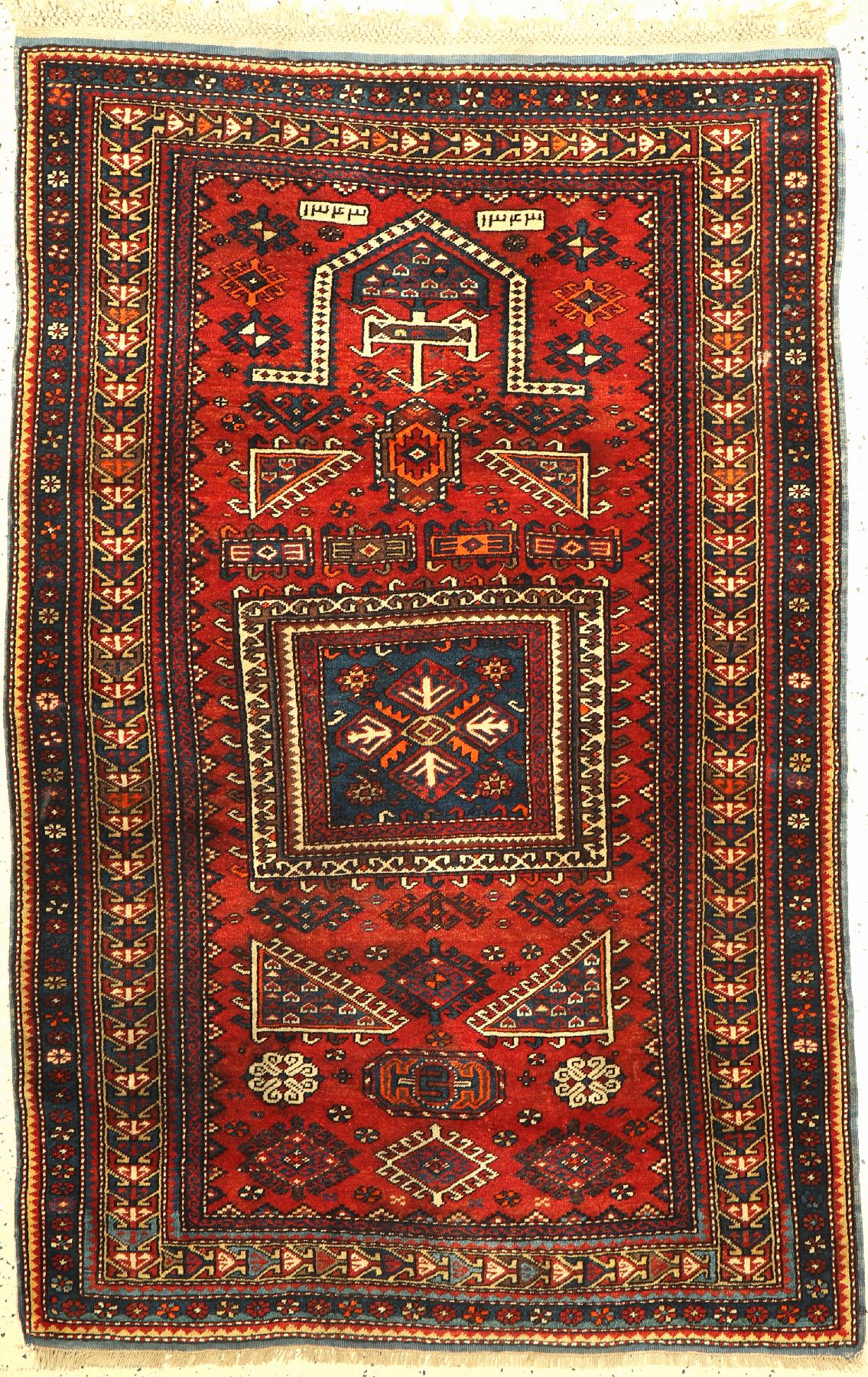 Fachralo Kazak antik, Kaukasus, datiert 1923, Wolle auf Wolle, ca. 167 x 109 cm, guter Zustand.