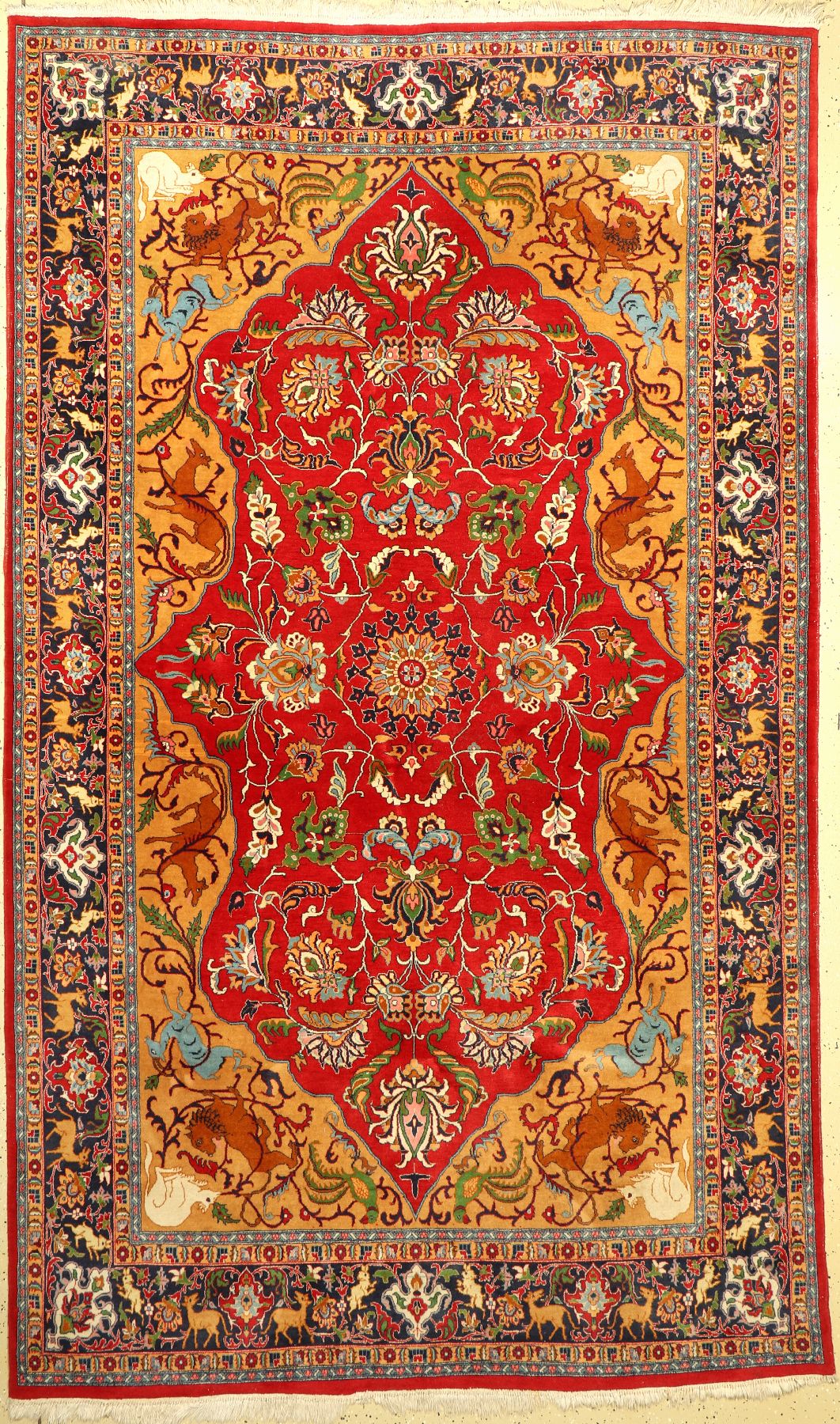 Seltener feiner Lahor, Pakistan, um 1960, Korkwolle, ca. 300 x 184 cm, guter Zustand