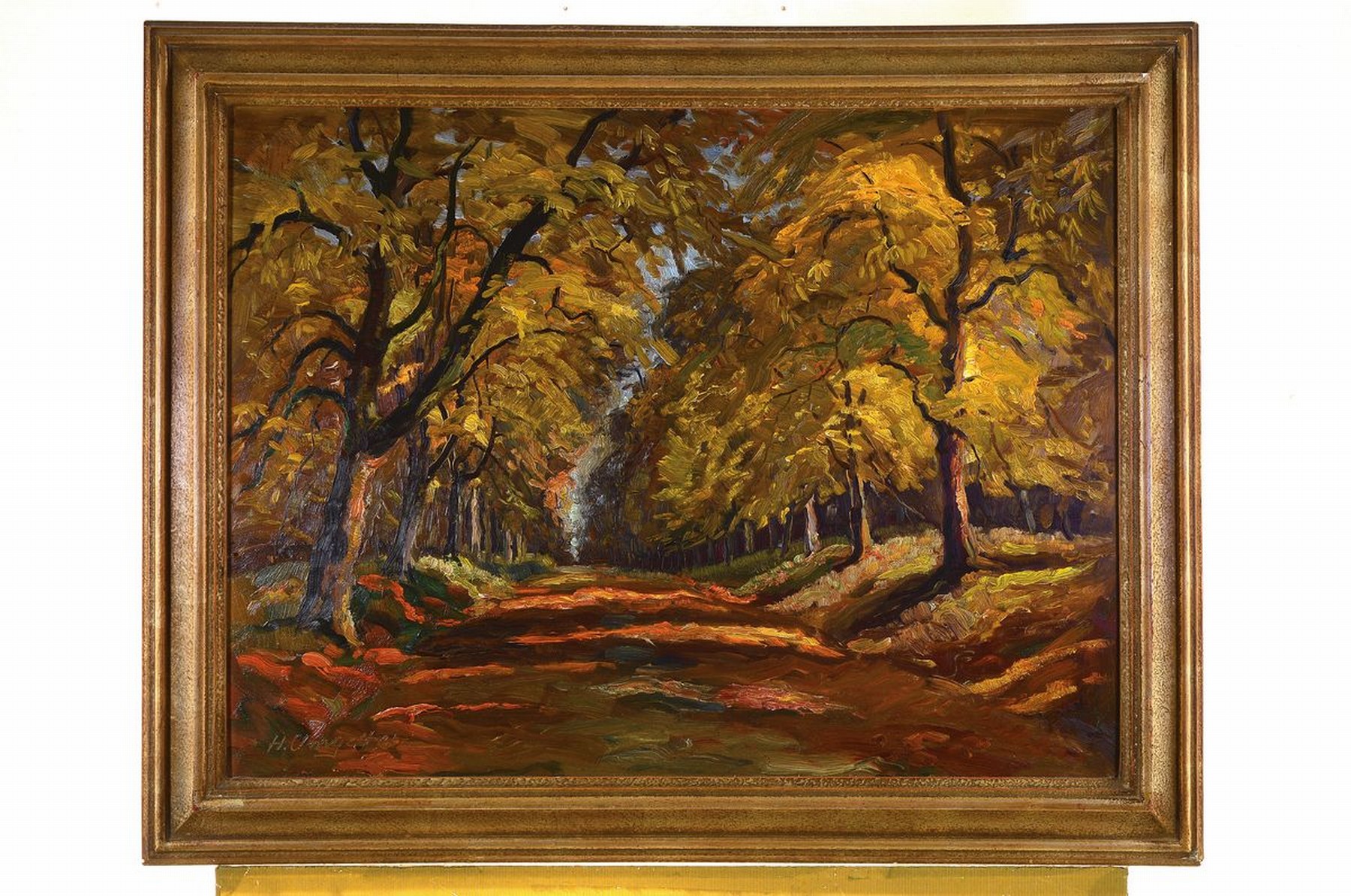 Detail k: Hermann Umgelter, 1891 - 1962 Stuttgart, Waldlandschaft, Öl/Malkarton, signiert, ca. 58 x 76 cm, Rahmen l. best.