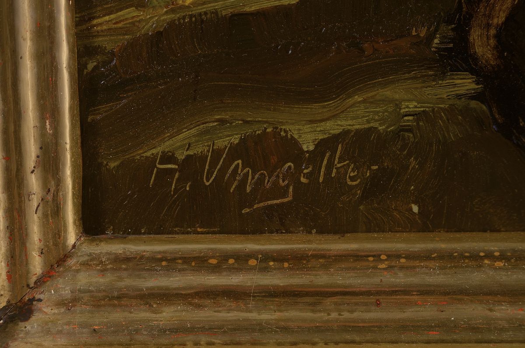 Detail a: Hermann Umgelter, 1891 - 1962 Stuttgart, Waldlandschaft, Öl/Malkarton, signiert, ca. 34 x 42 cm, Rahmen l. best.