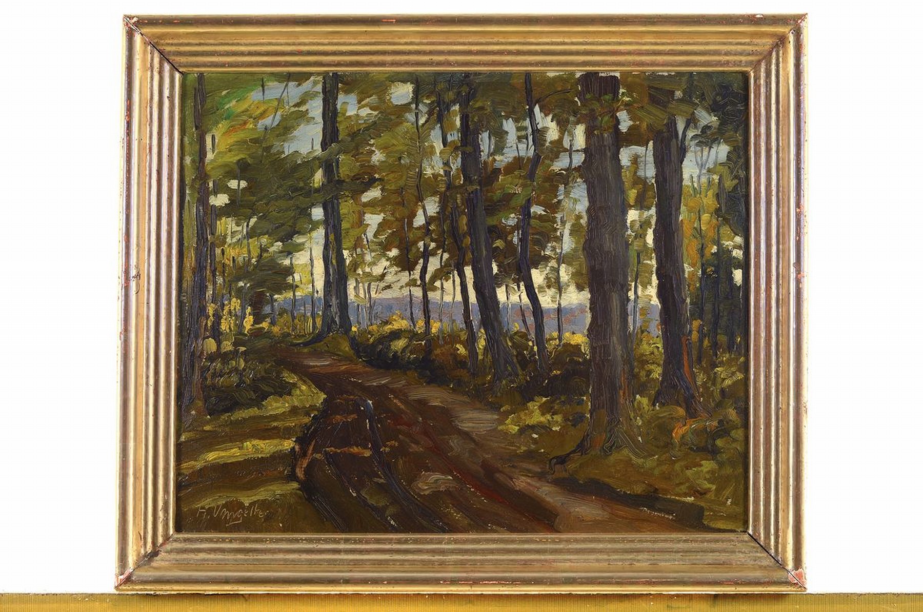 Detail k: Hermann Umgelter, 1891 - 1962 Stuttgart, Waldlandschaft, Öl/Malkarton, signiert, ca. 34 x 42 cm, Rahmen l. best.