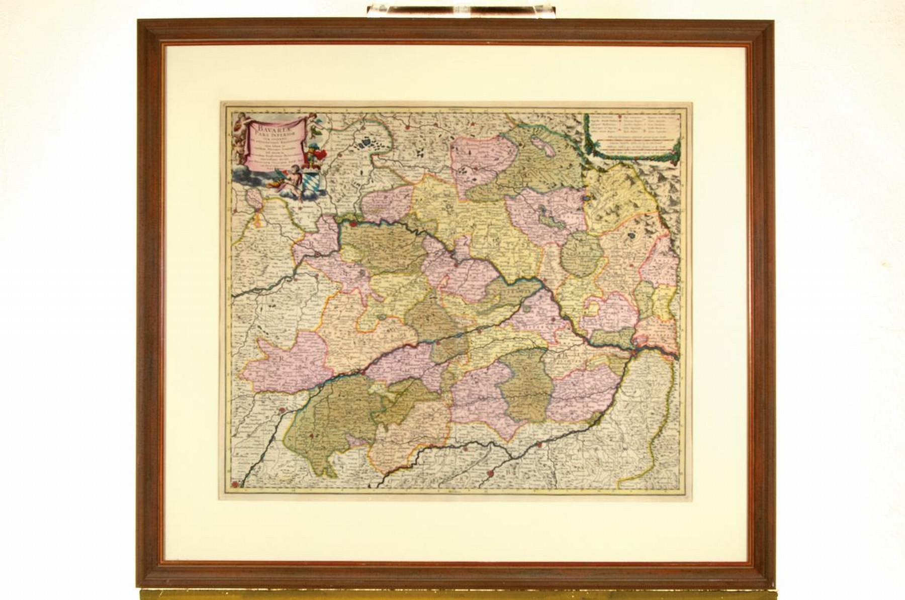 Detail k: Zwei Kupferstiche, 18. Jh., große Landkarte "Bavaria Pars Inferior ... per Nicolaum Visscher" (Bayern und Niederbayern),von Waldmünchen ...